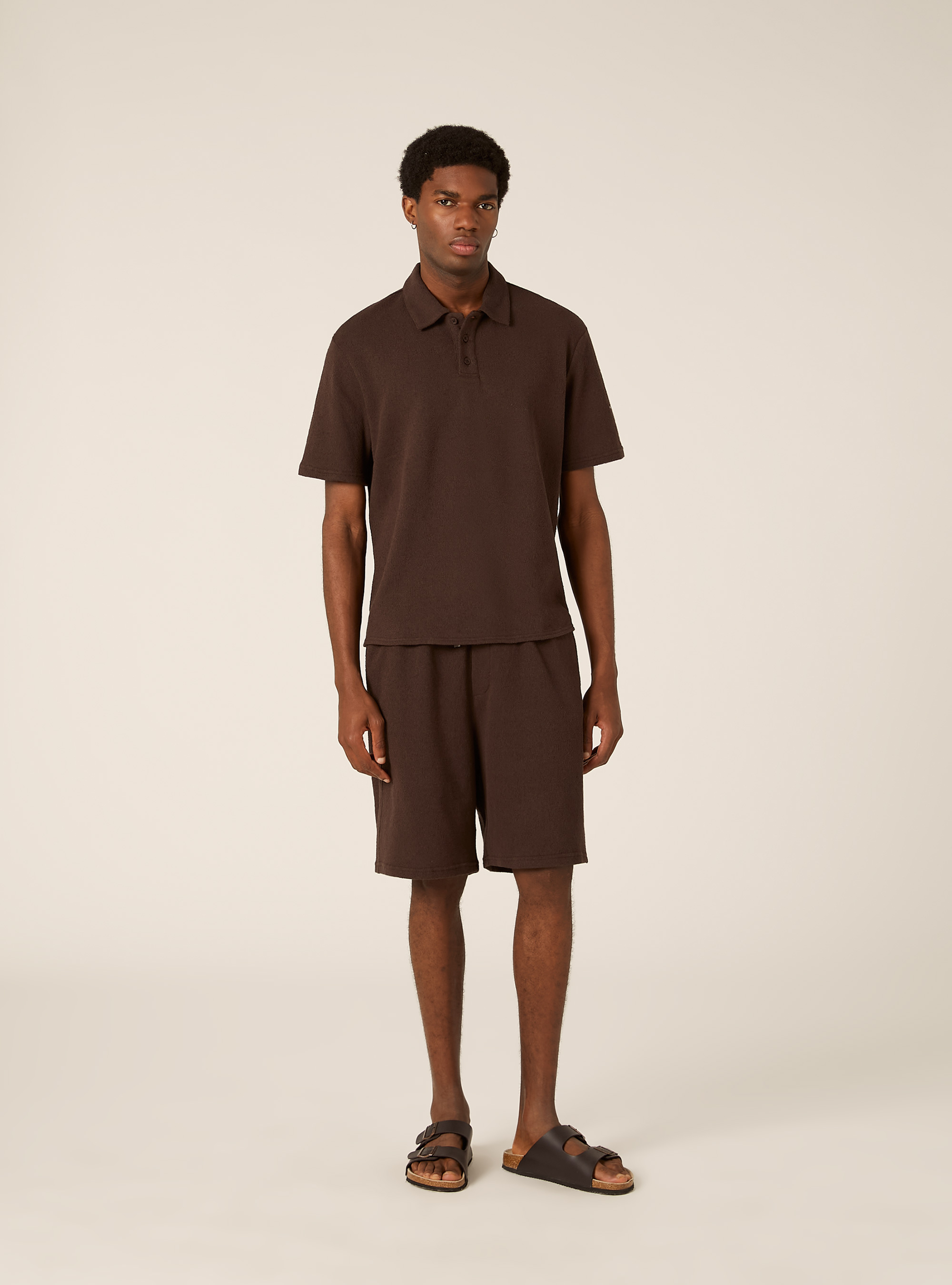 Polo effetto maglia regular fit, BR1 BROWN DARK