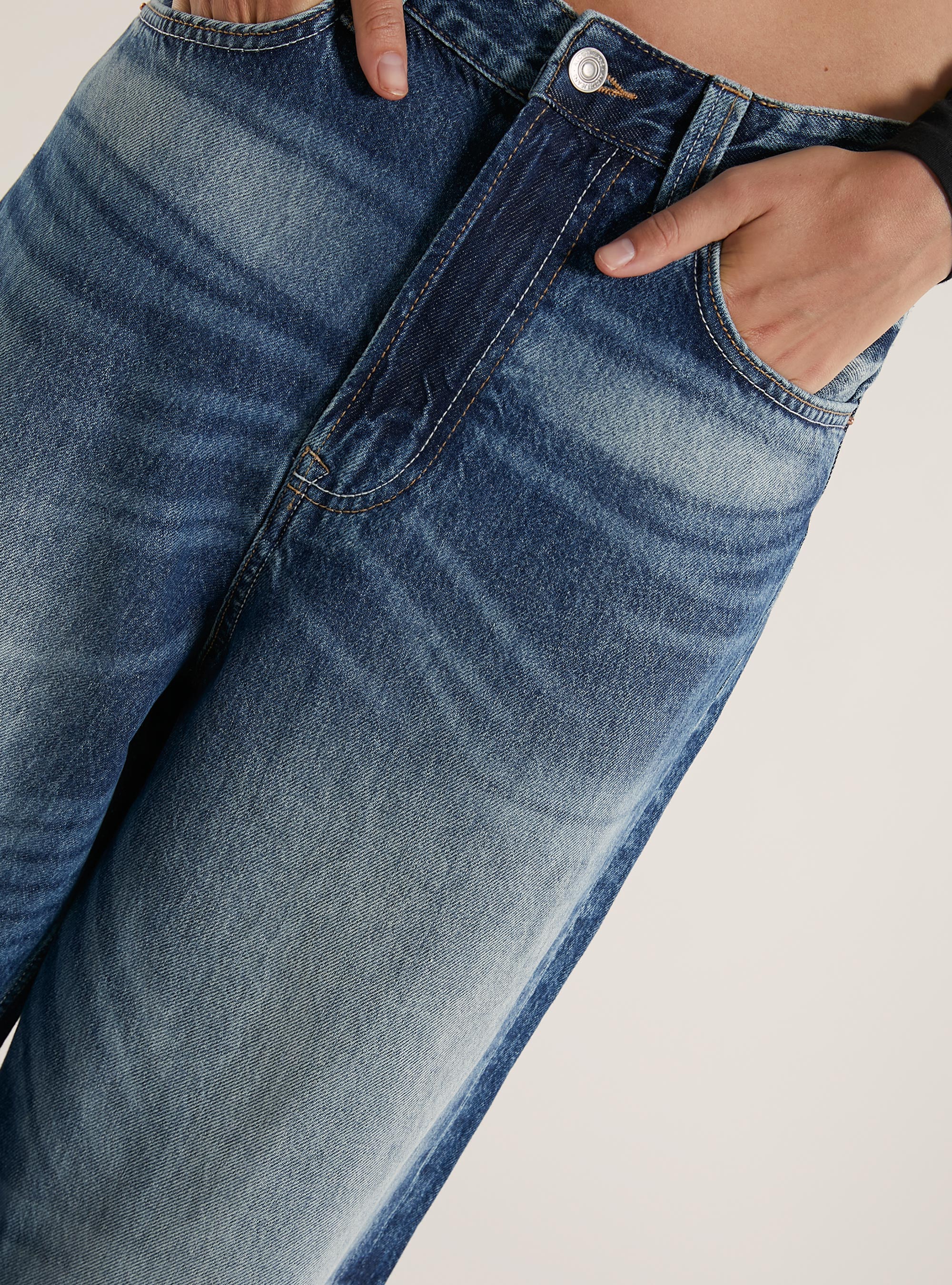 Jeans super baggy fit, D004 MEDIUM LIGHT BLUE
