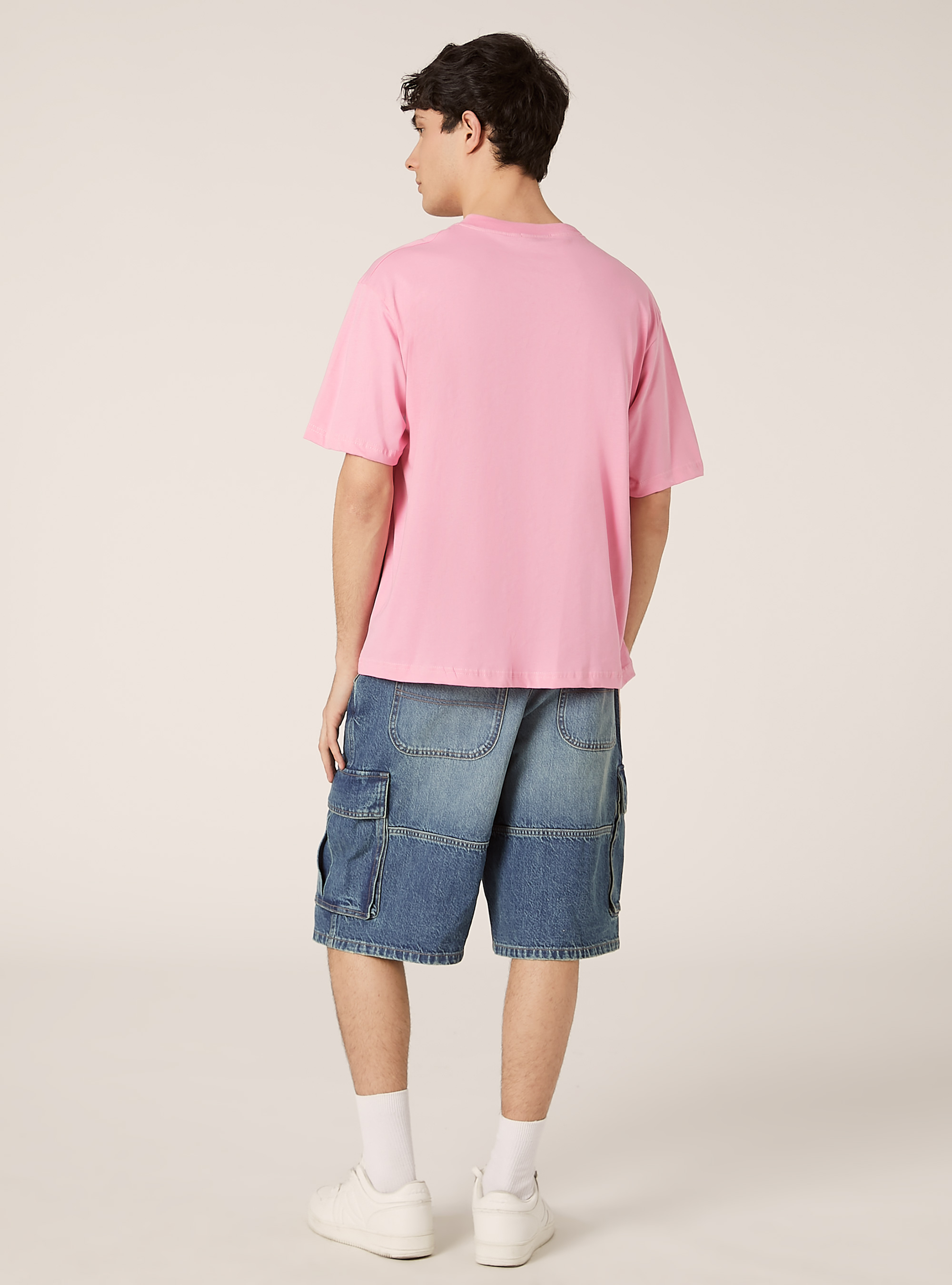 Boxy fit T-shirt with print, PK2 PINK MEDIUM