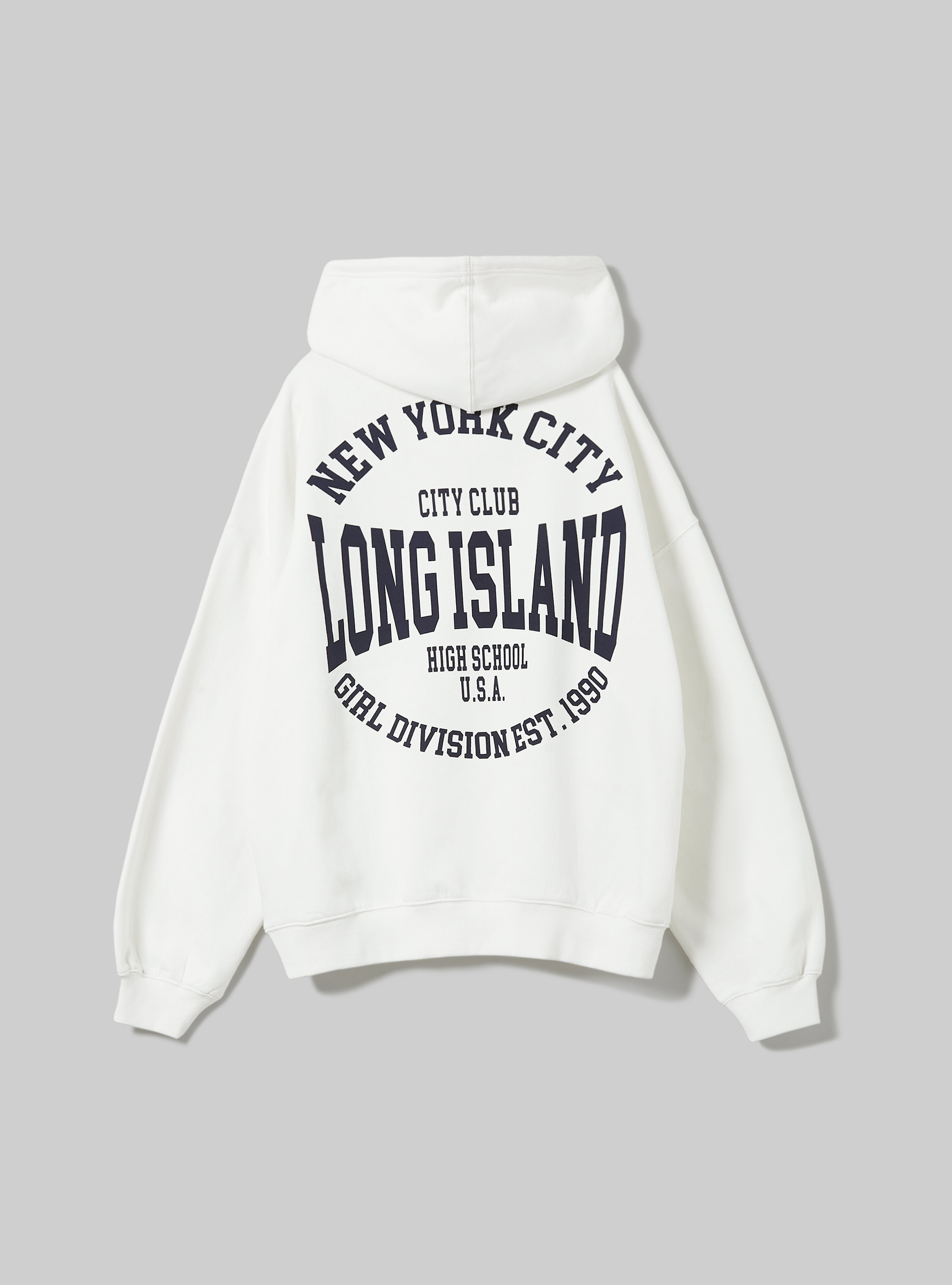Sweatshirt avec imprim&eacute; coll&egrave;ge et capuche, WH2 WHITE