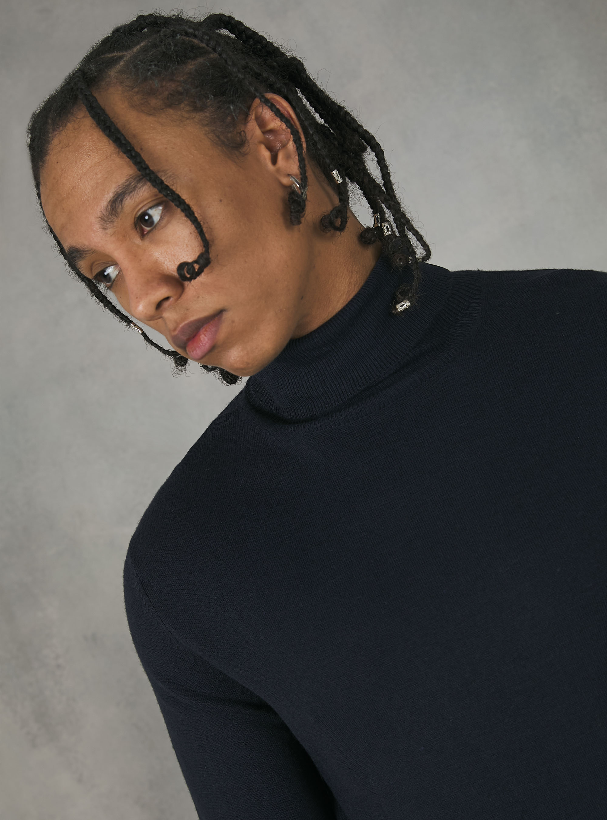 Suave jersey de cuello alto, NA1 NAVY DARK