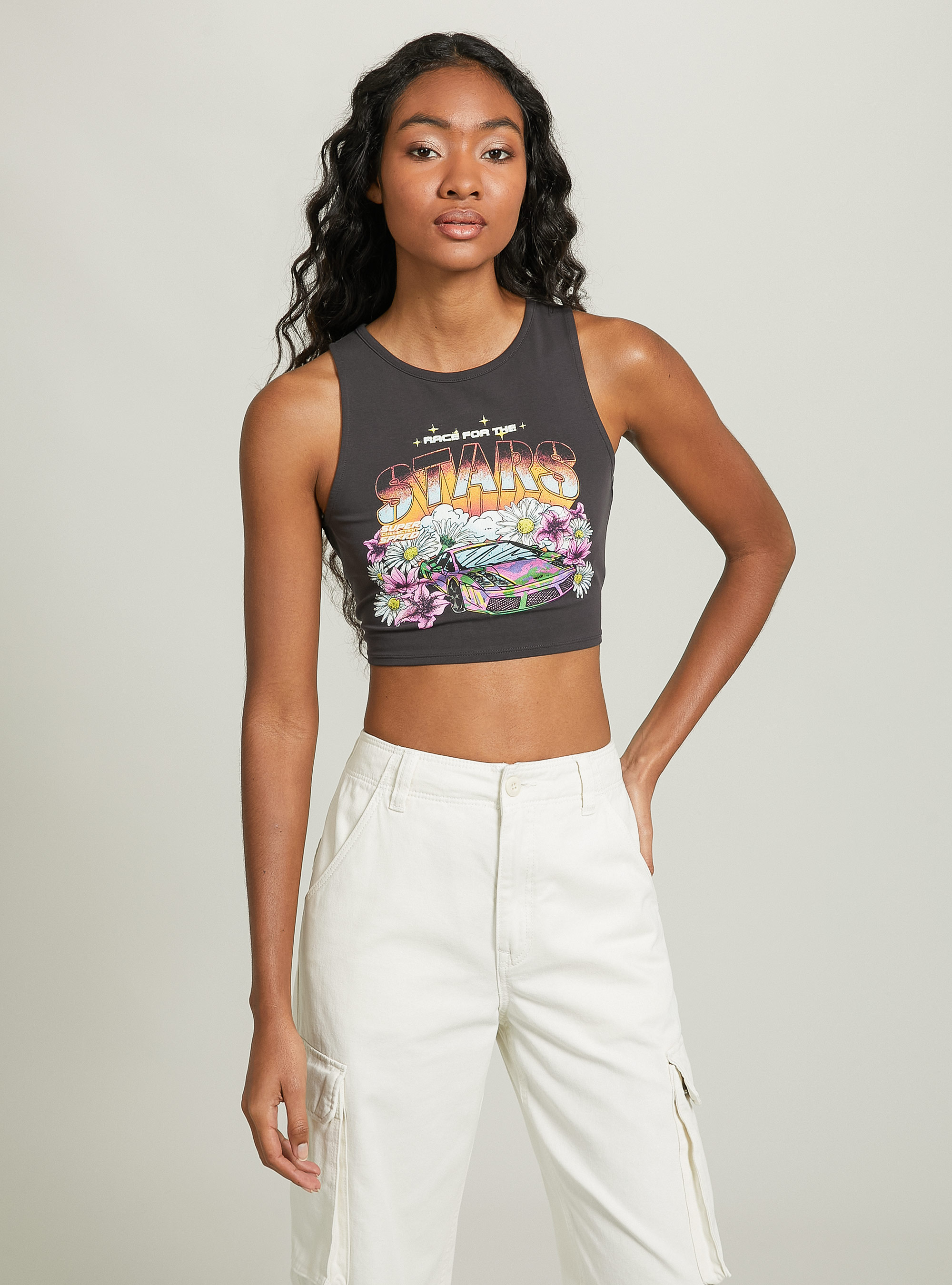 Lace up crop top, BK2 PIRATE BLACK