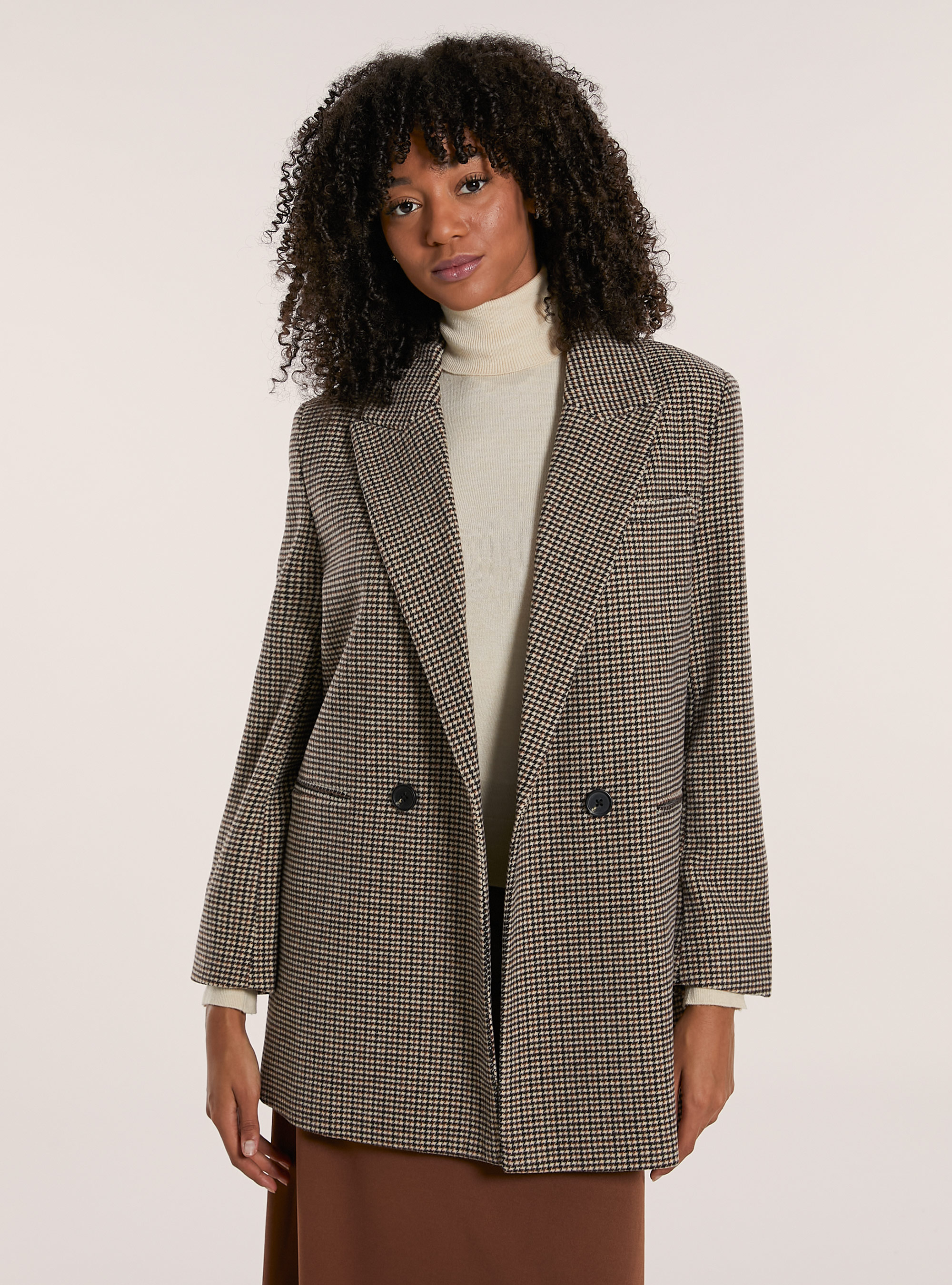 Blazer doppiopetto a quadri, BR2 BROWN MEDIUM