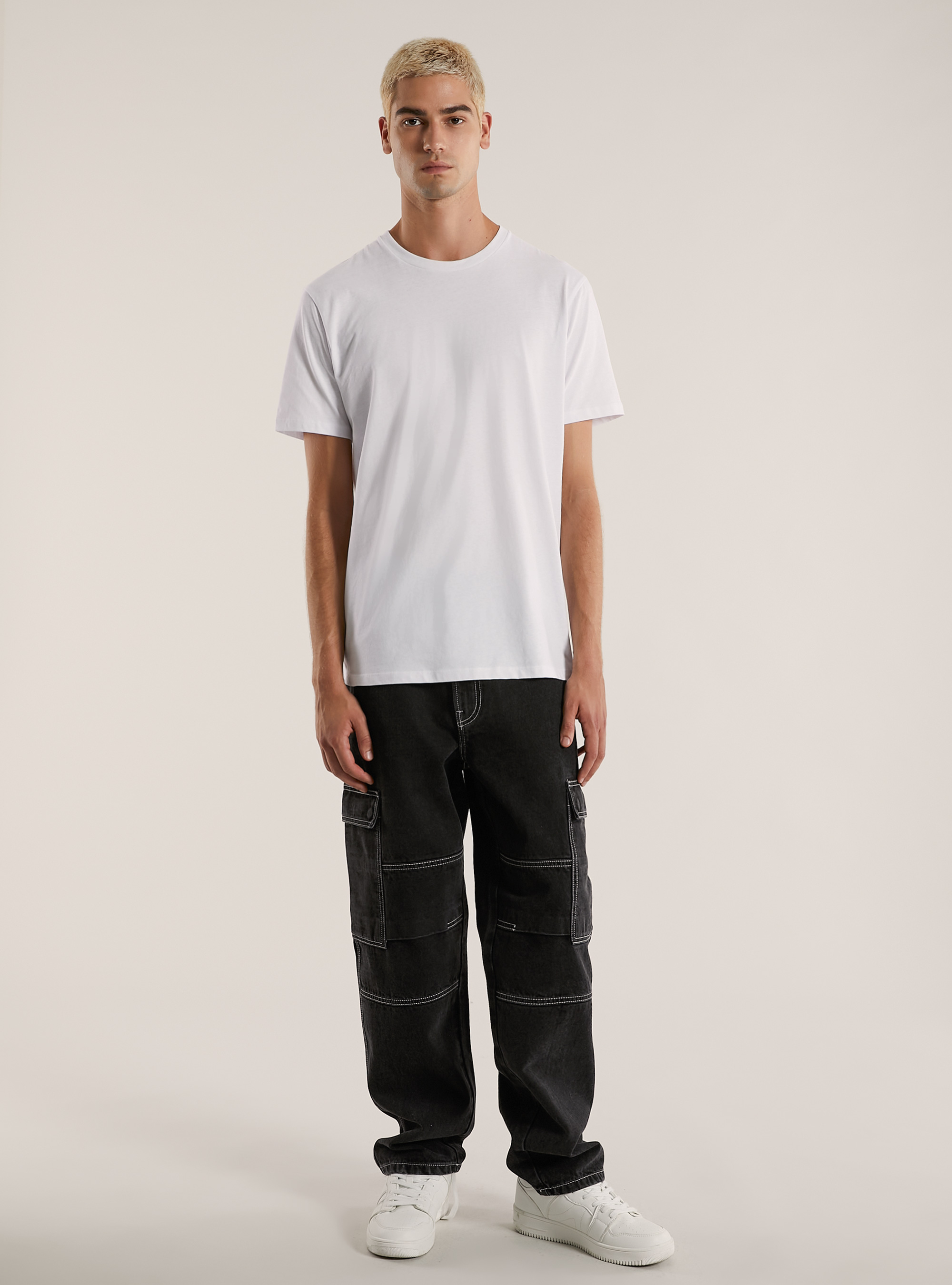 Maglietta girocollo in cotone, WH2 WHITE