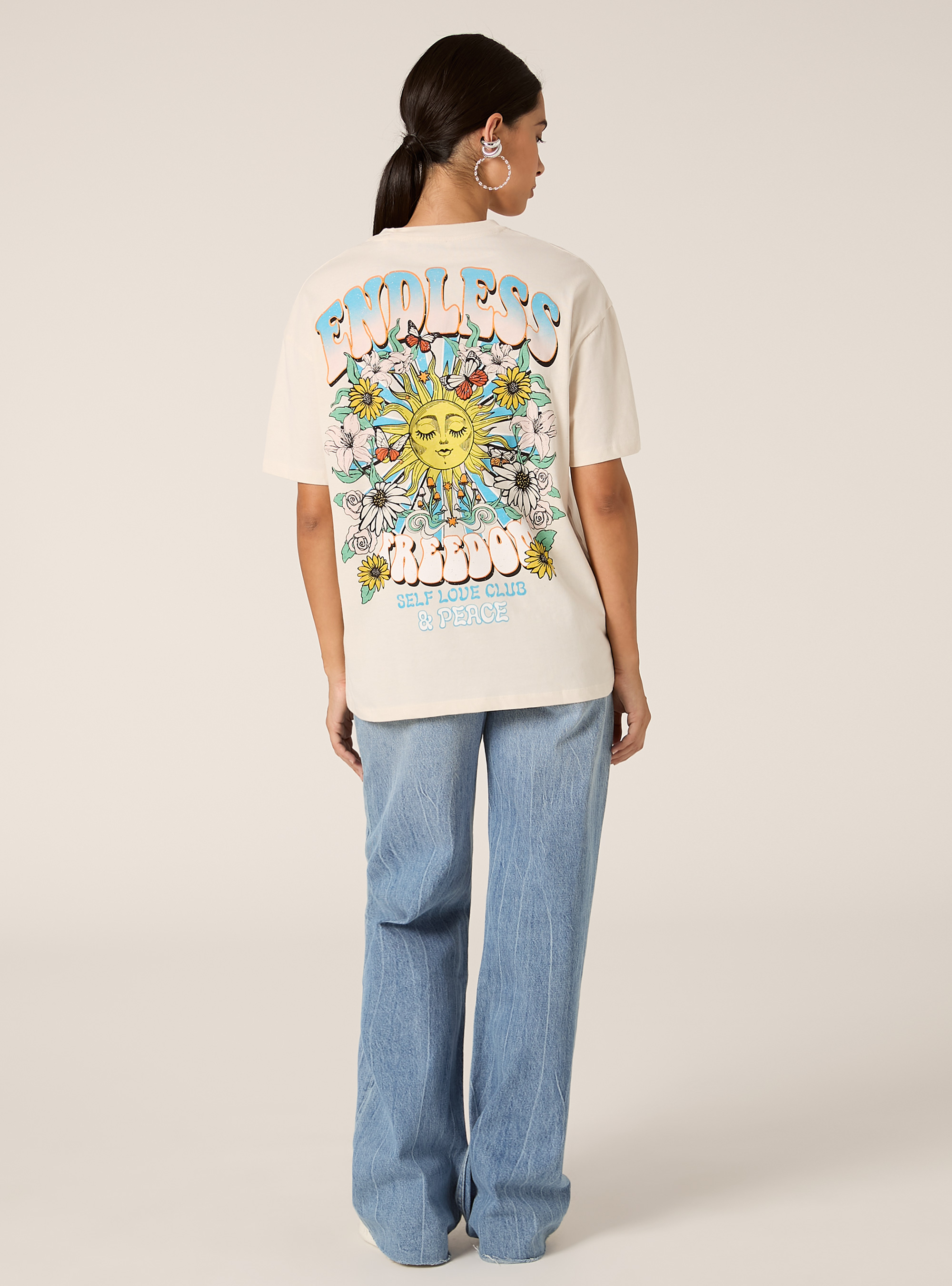 Cotton T-shirt with print, CR3 CREAM LIGHT