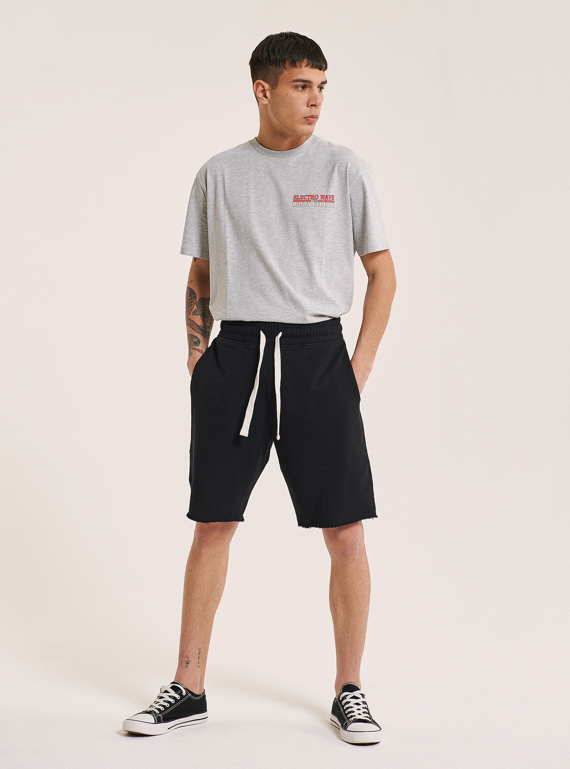 Bermuda jogger in cotone, NERO
