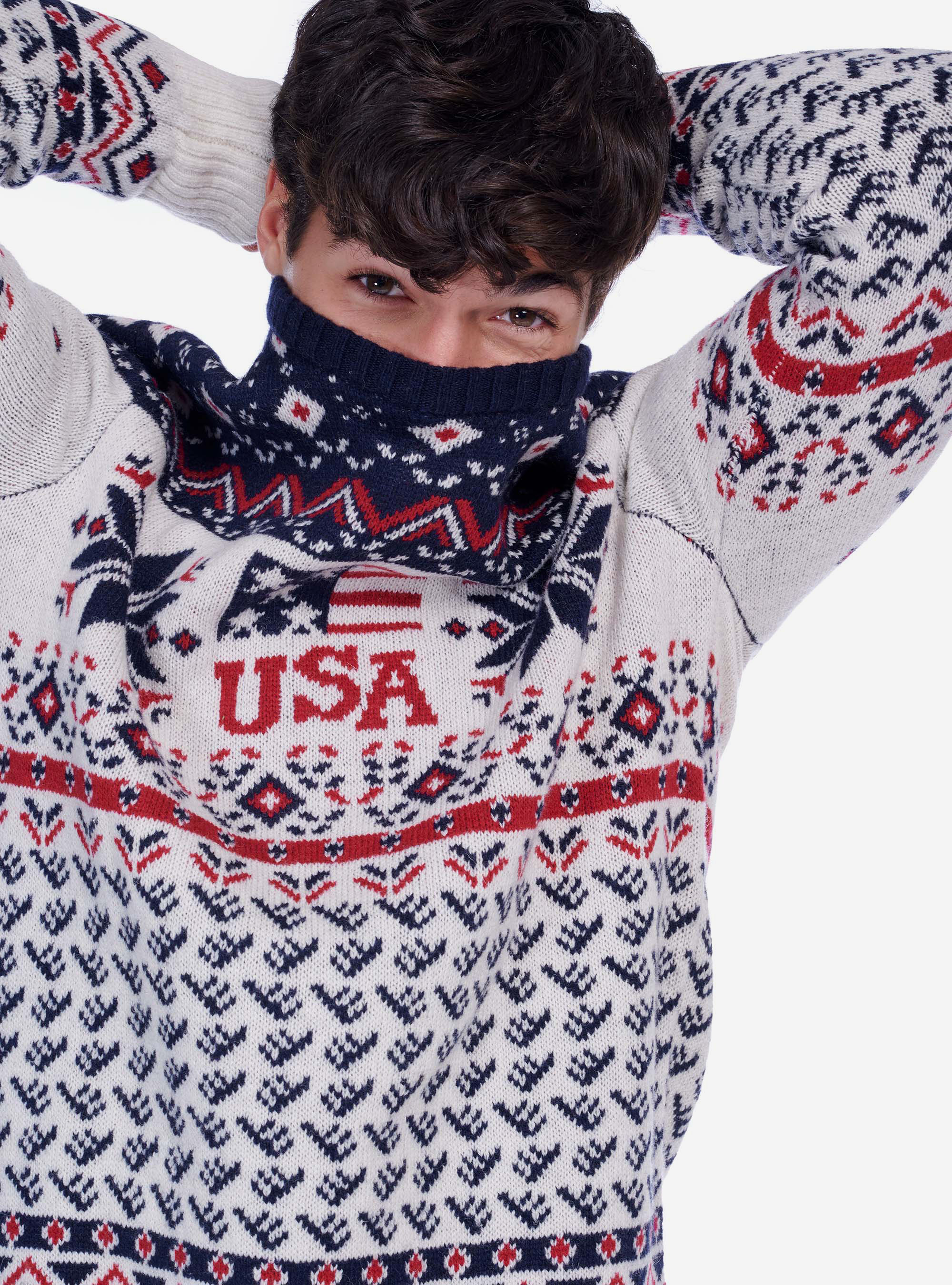 Pullover natalizio in misto lana, BIANCO