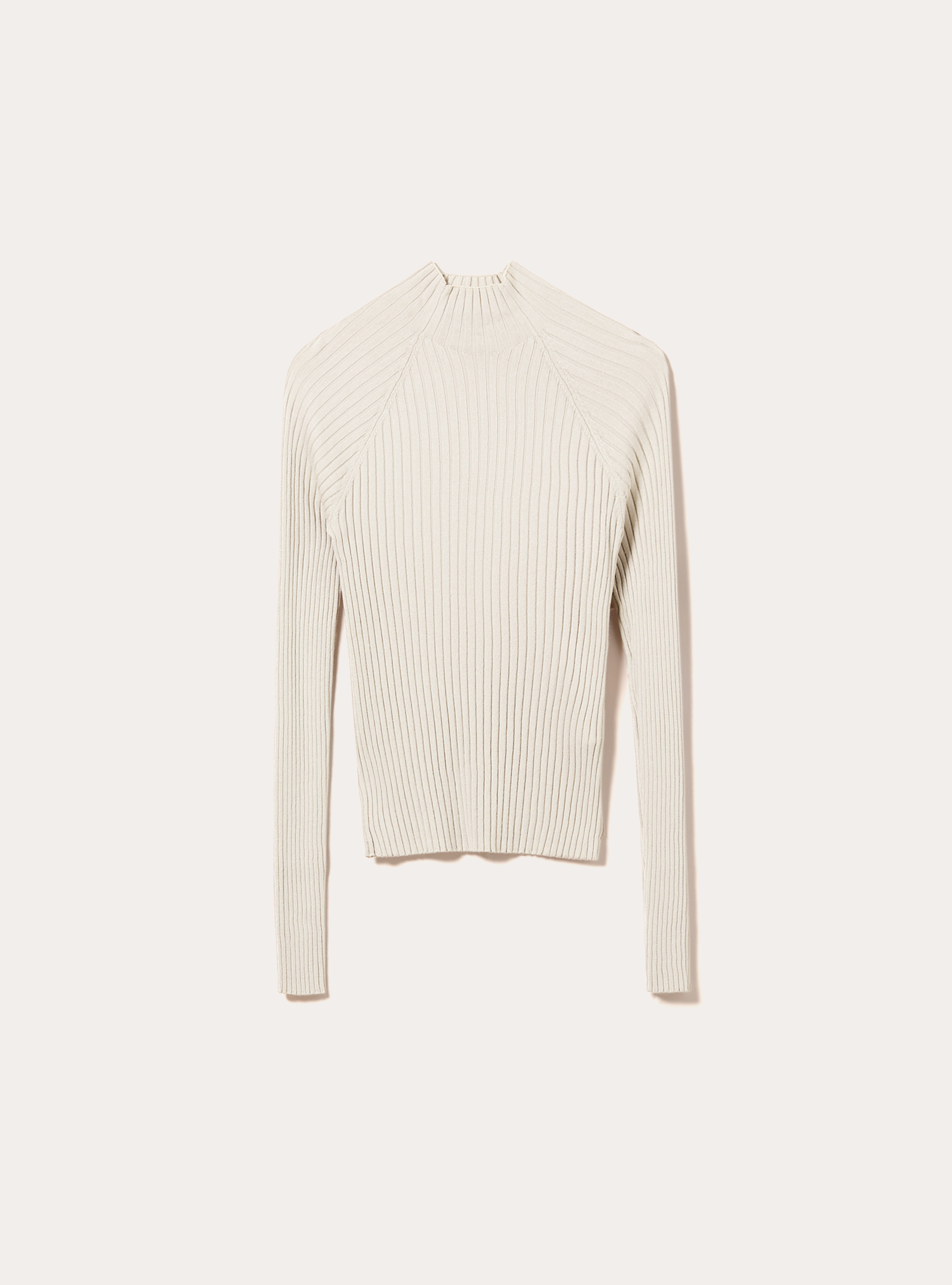 Mid-neck ribbed pullover, CR3 CREAM LIGHT