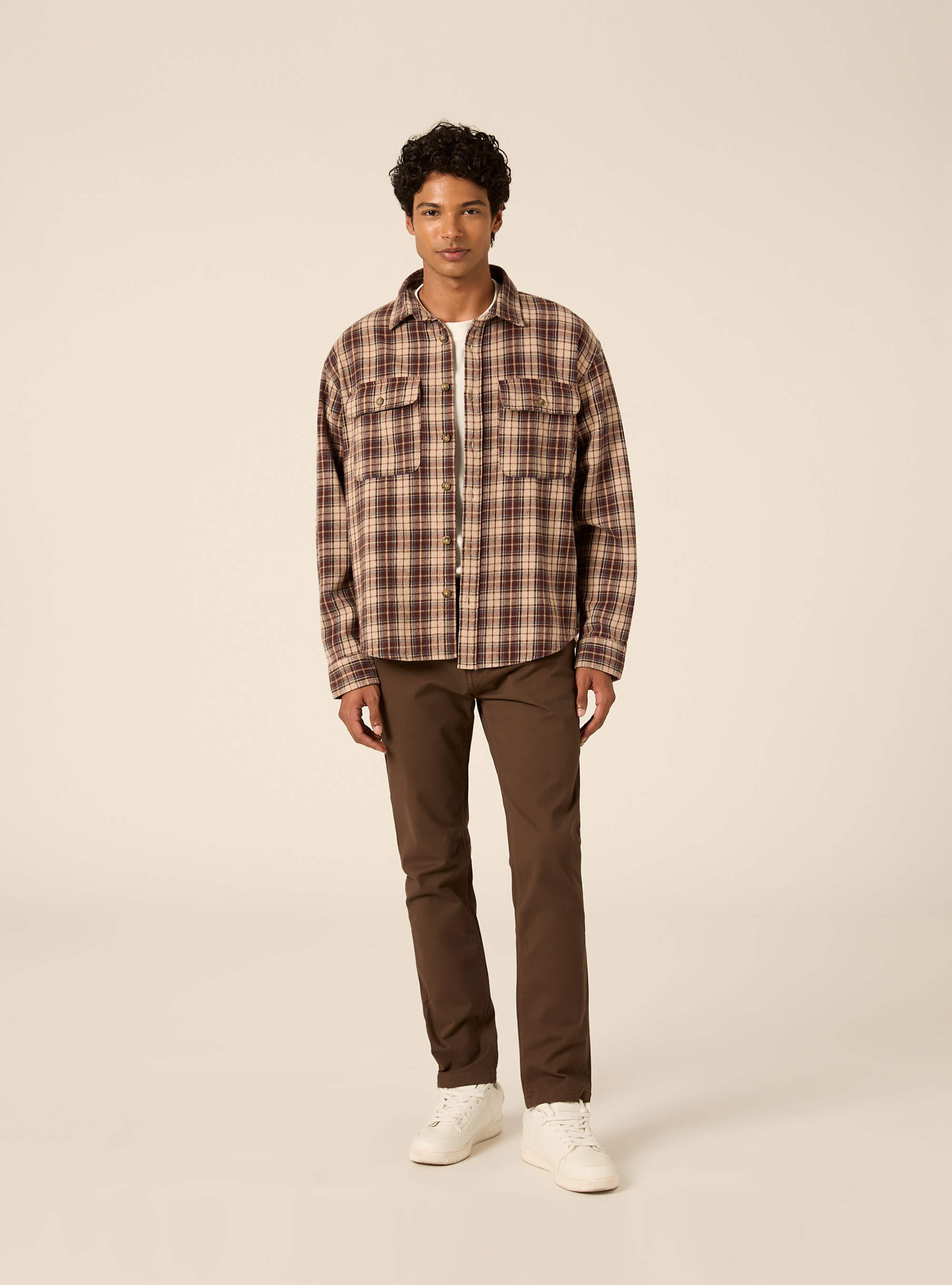 Pantaloni 5 tasche in twill, BR2 BROWN MEDIUM