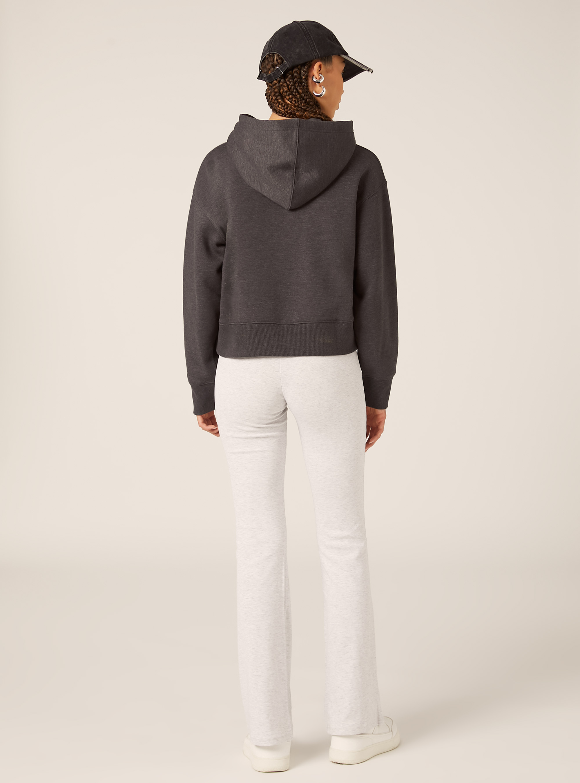 Boxy fit hooded sweatshirt, MGY1 GREY MEL DARK