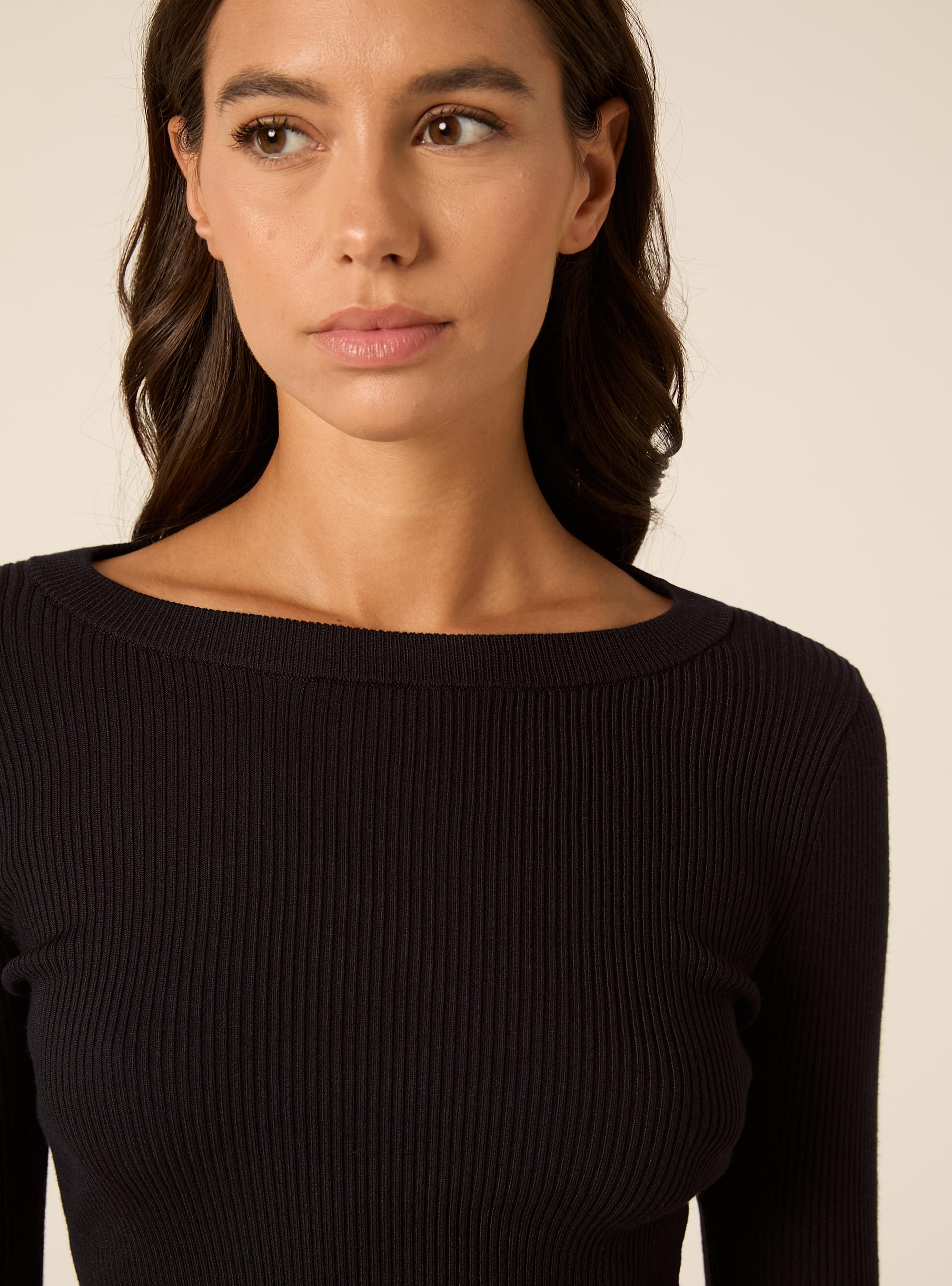 Maglia girocollo a coste, NA1 NAVY DARK