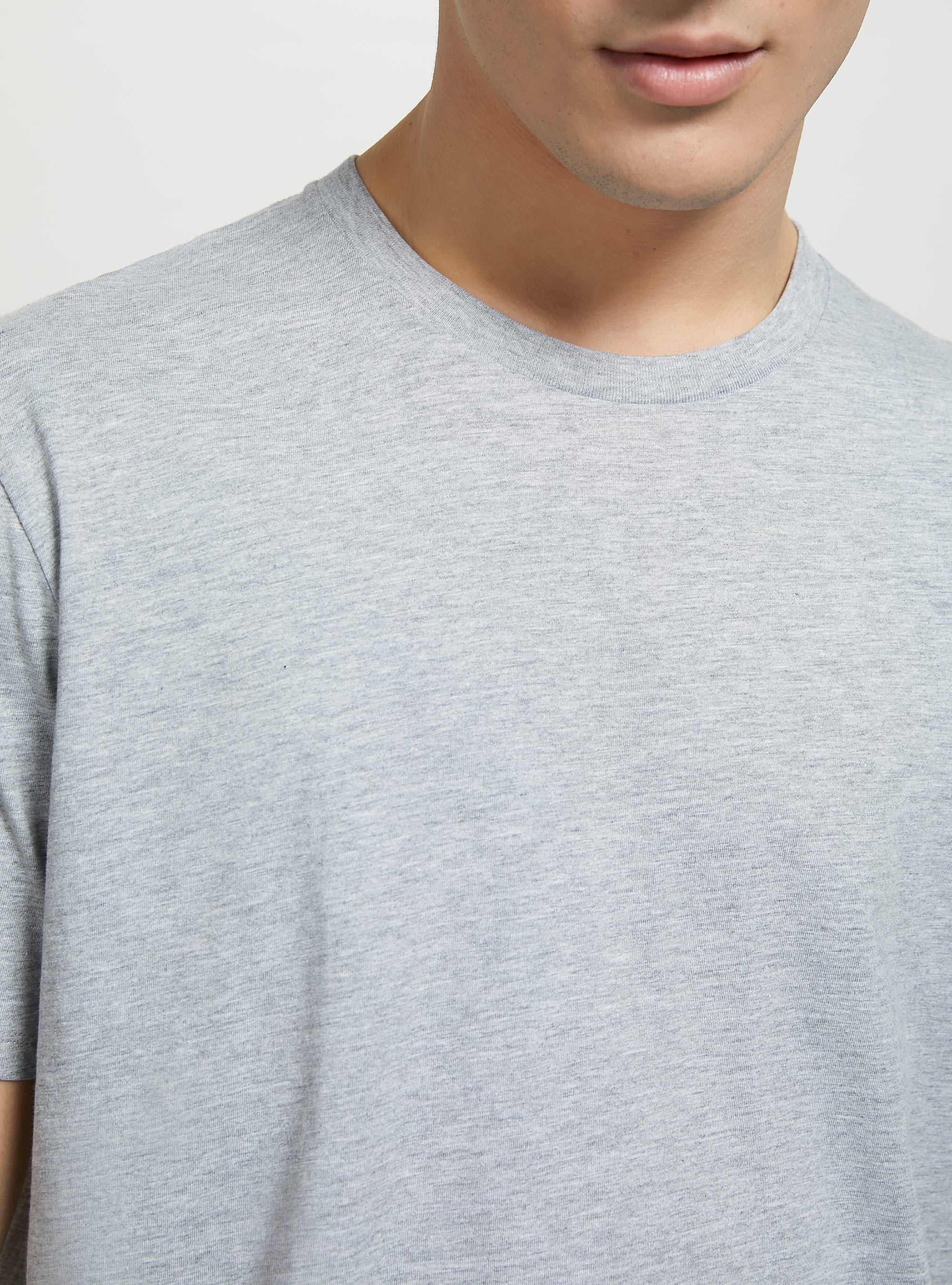 Camiseta de algod&oacute;n con cuello redondo, MGY2 GREY MEL MEDIUM