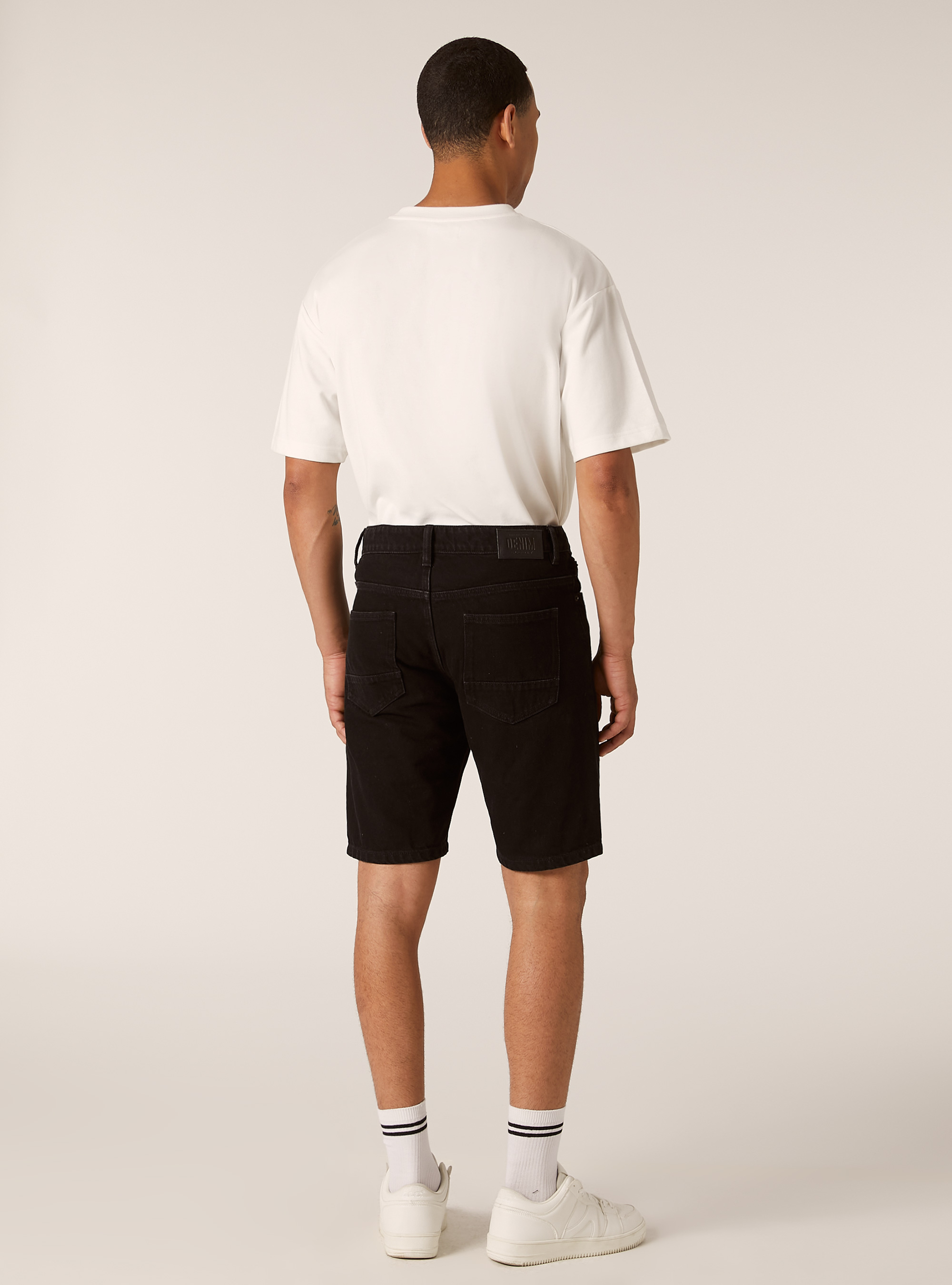Regular Fit Denim Bermuda Shorts, D000 BLACK