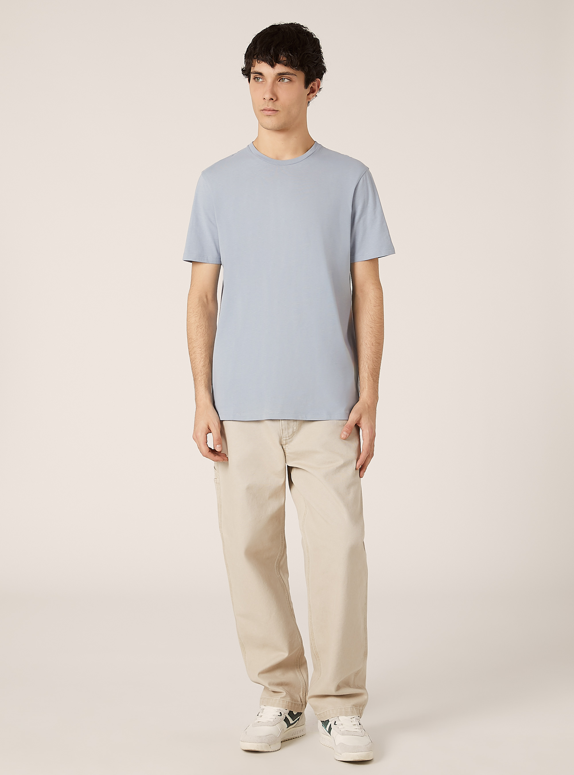 Baumwoll-T-Shirt mit Rundhalsausschnitt, AZ3 AZURE LIGHT