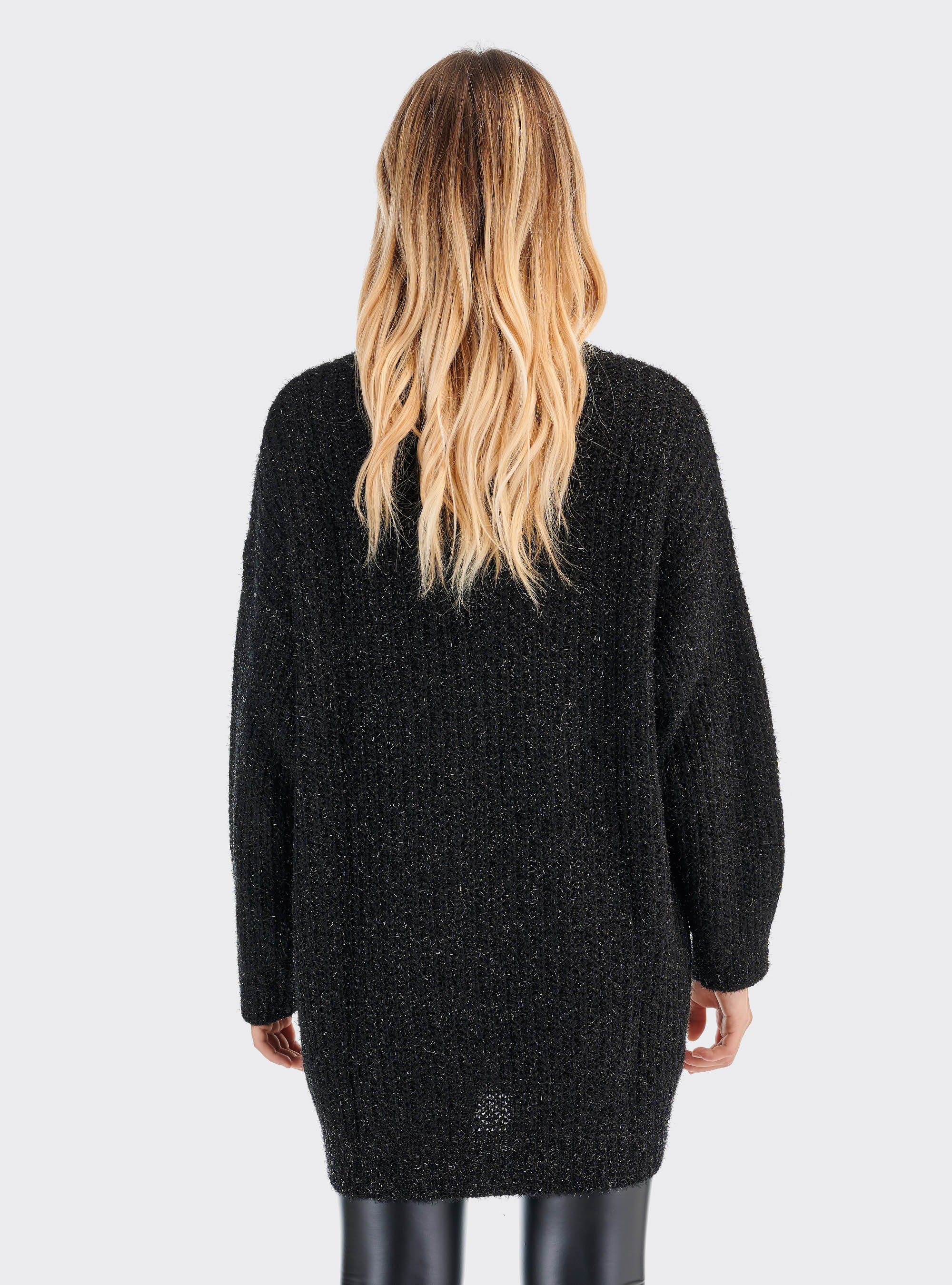 Pullover con filo lurex comfort fit, NERO