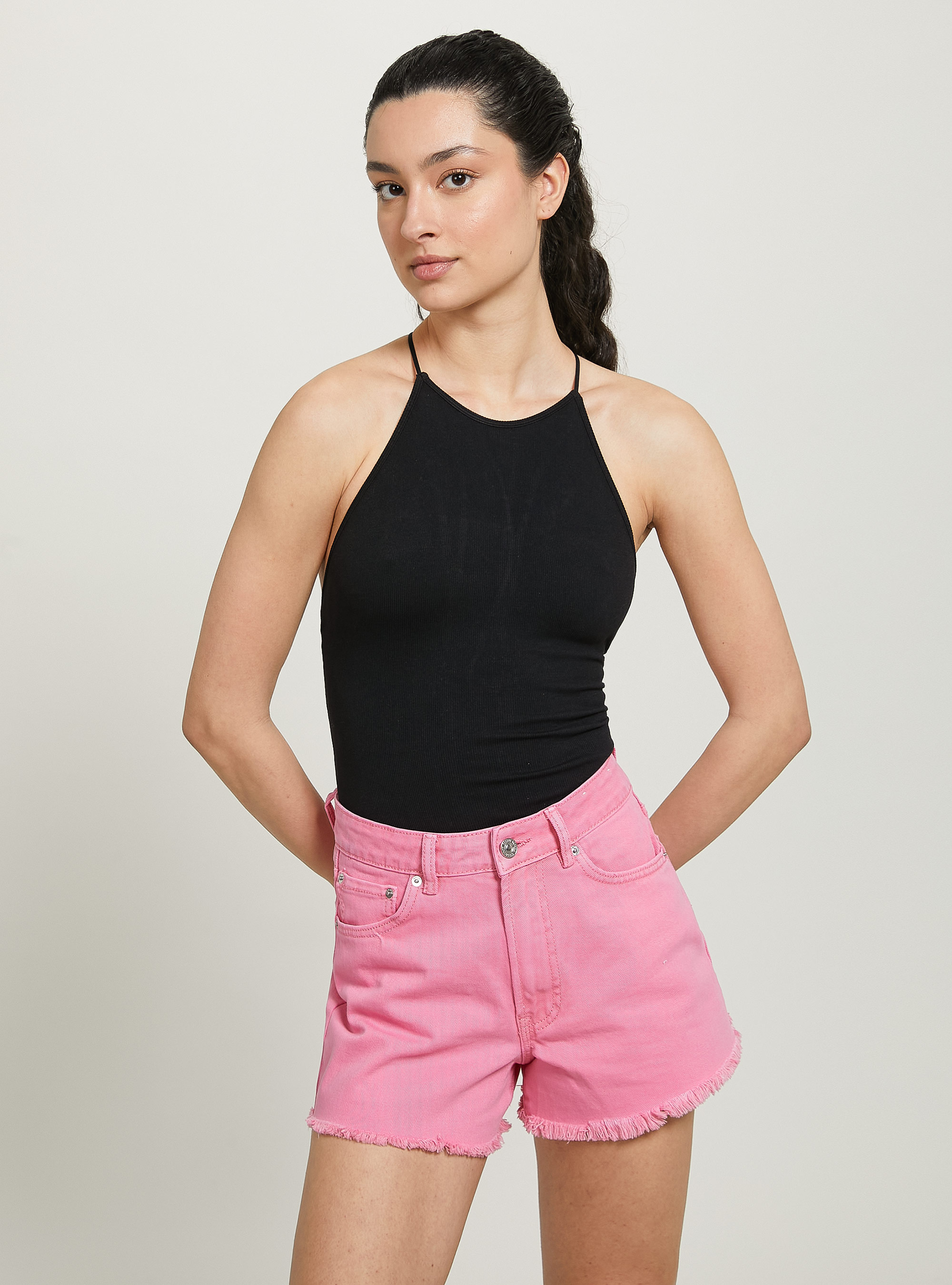 Body halter con scollatura sul back, BK1 BLACK