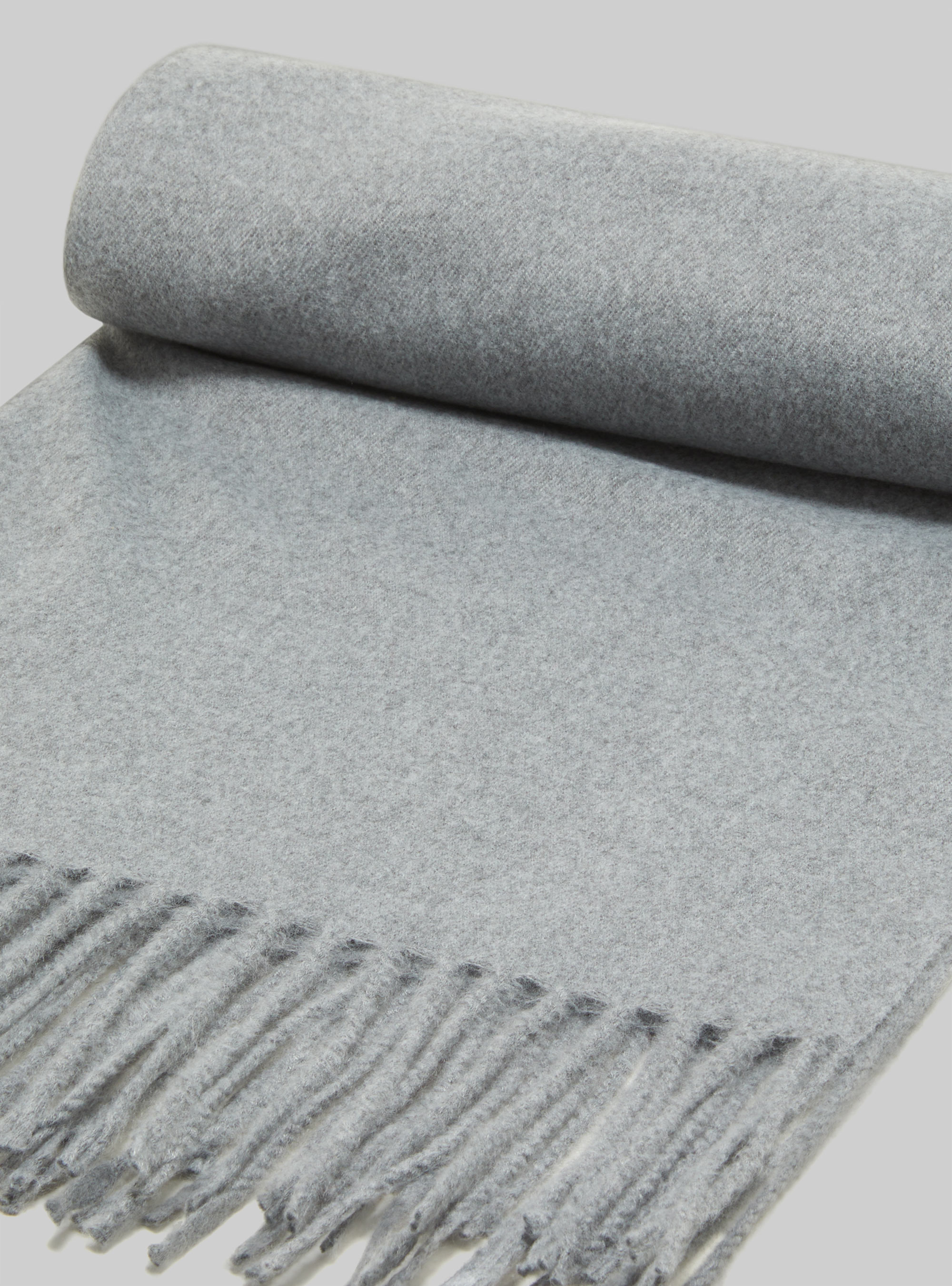 Solid-coloured scarf with fringes, MGY3 GREY MEL LIGHT