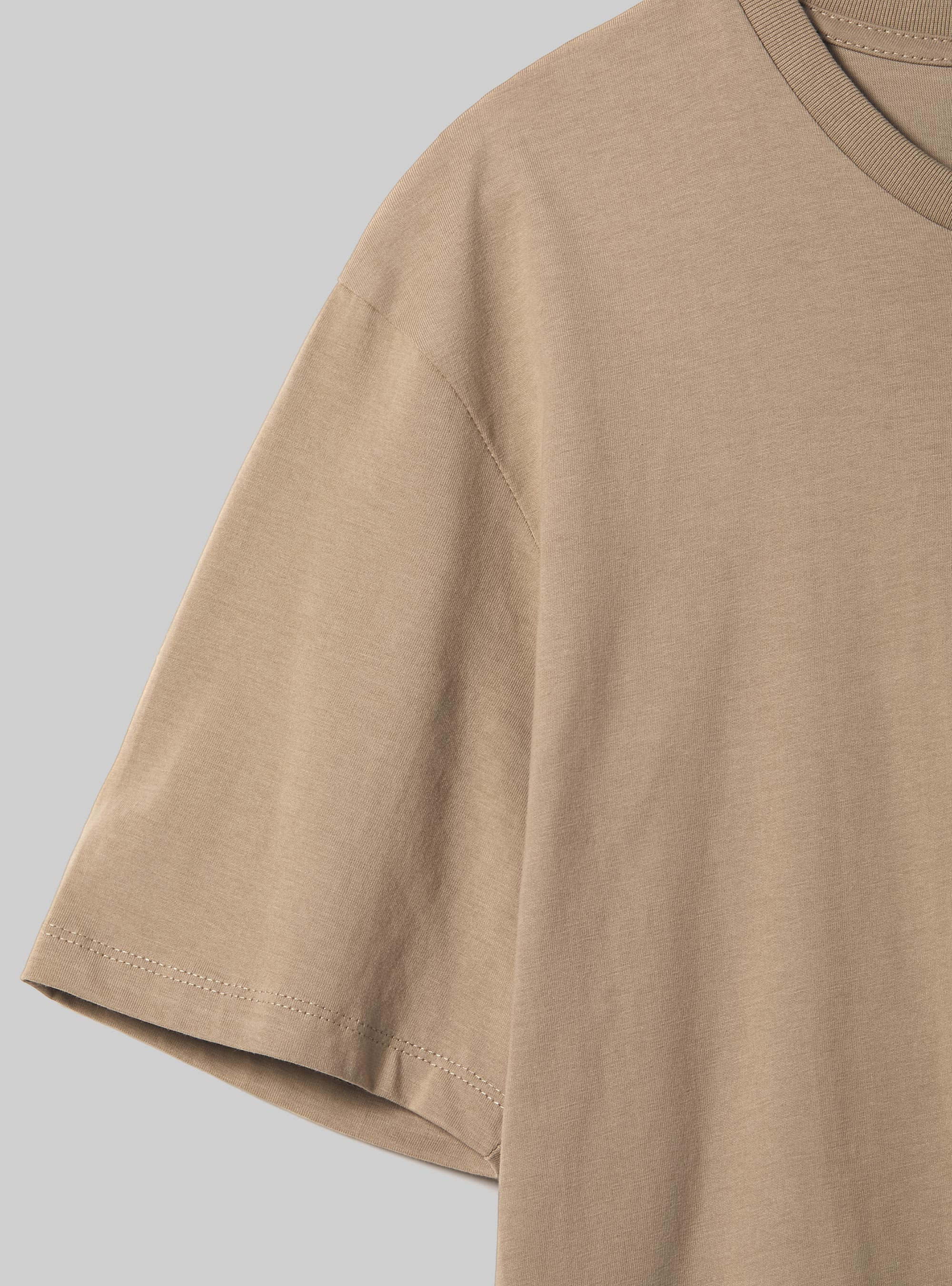 Camiseta de algodón con cuello redondo, BG3 BEIGE LIGHT