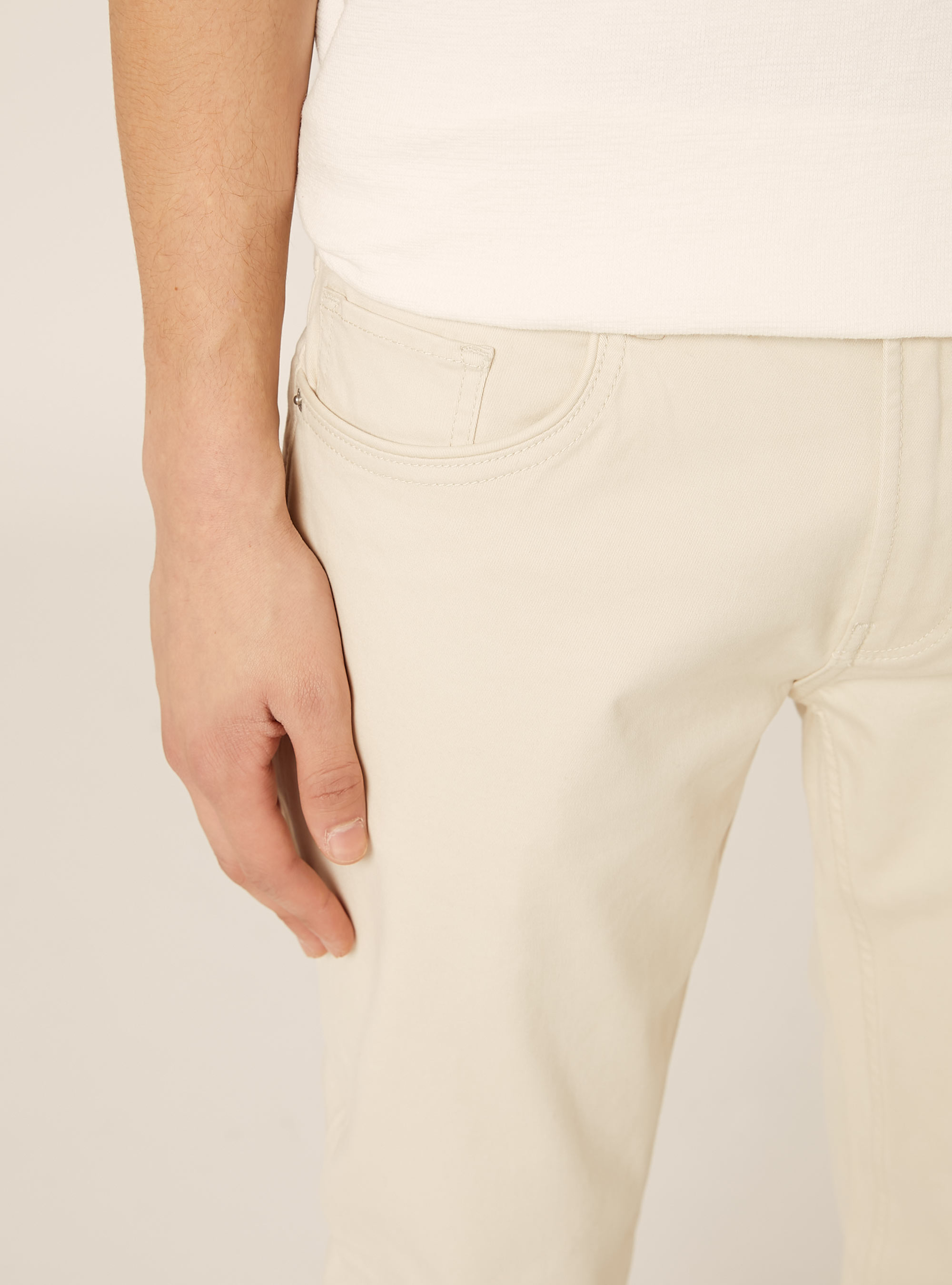 Skinny fit cotton trousers, CR2 CREAM MEDIUM