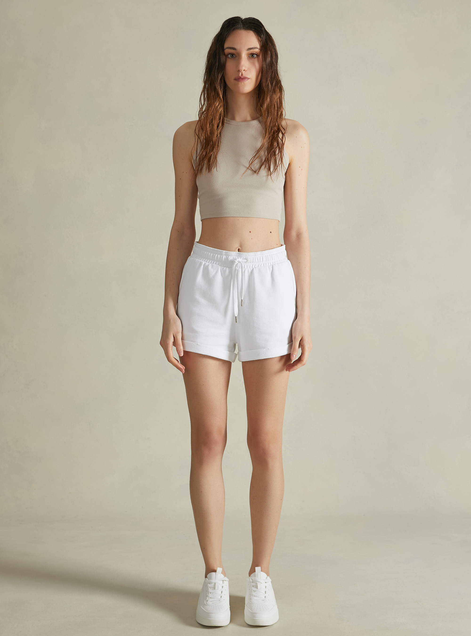 Plush shorts with laces