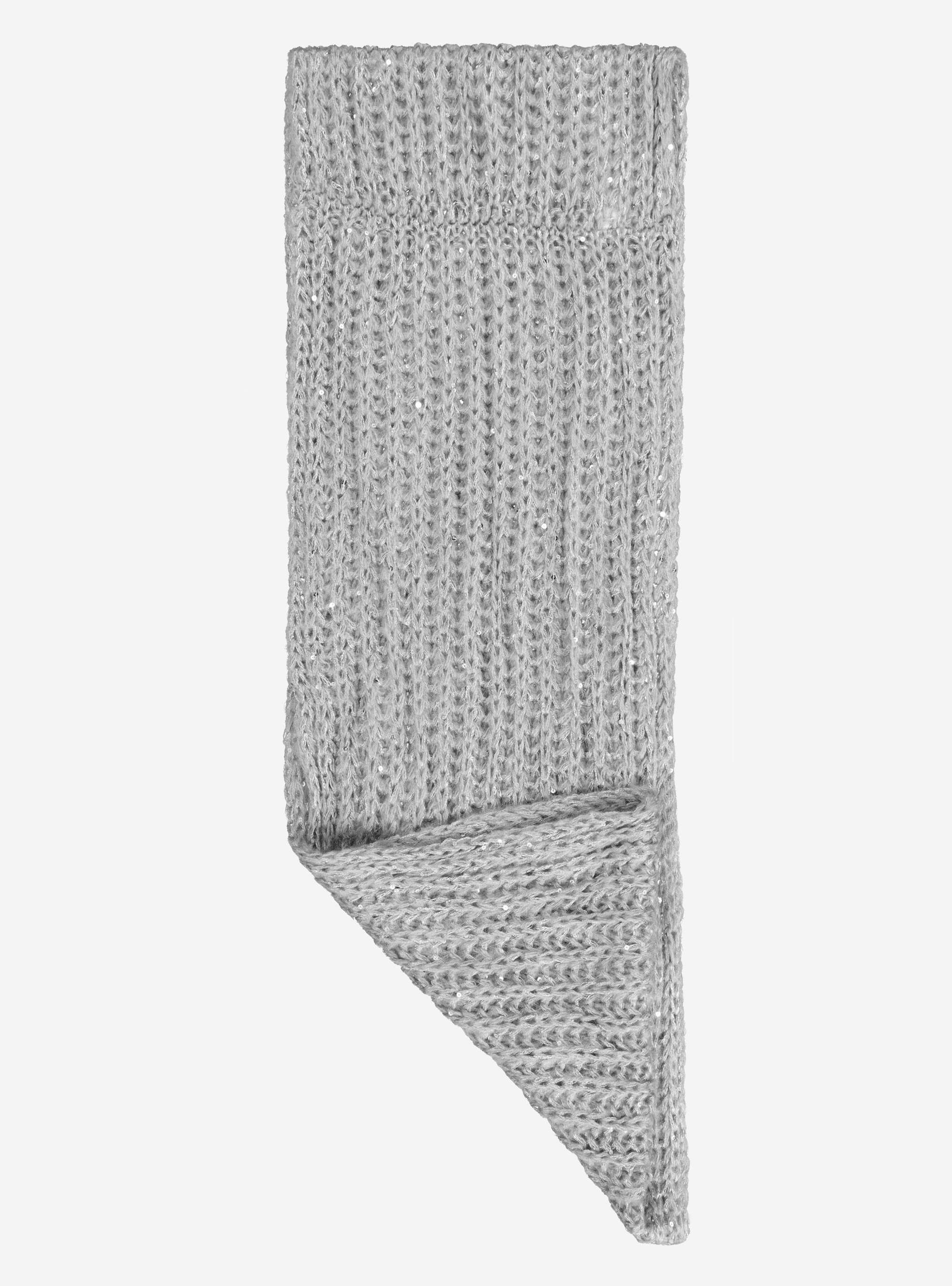 RING SCARF WITH SEQUINS, GREY MELANGE