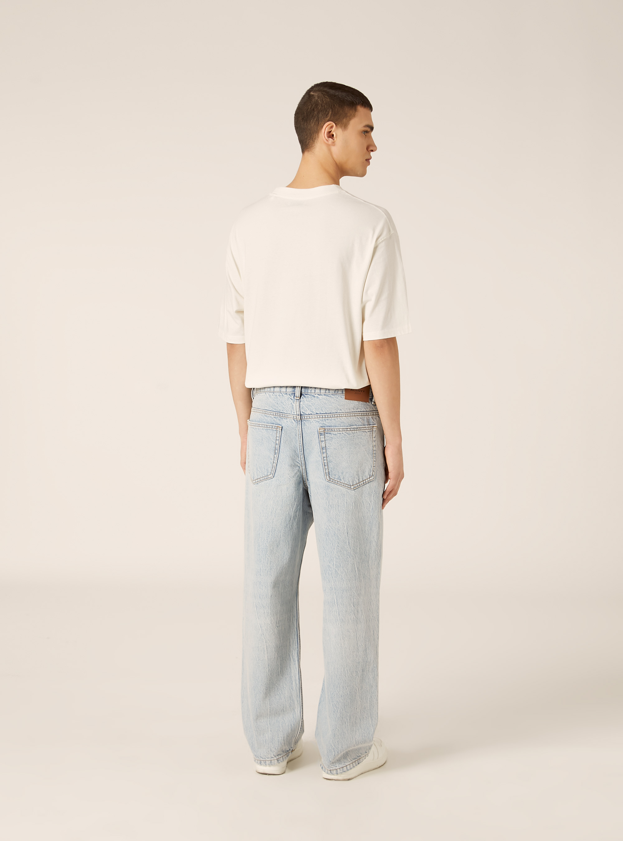 Pantaloni straight fit in denim, D007 LIGHT AZURE