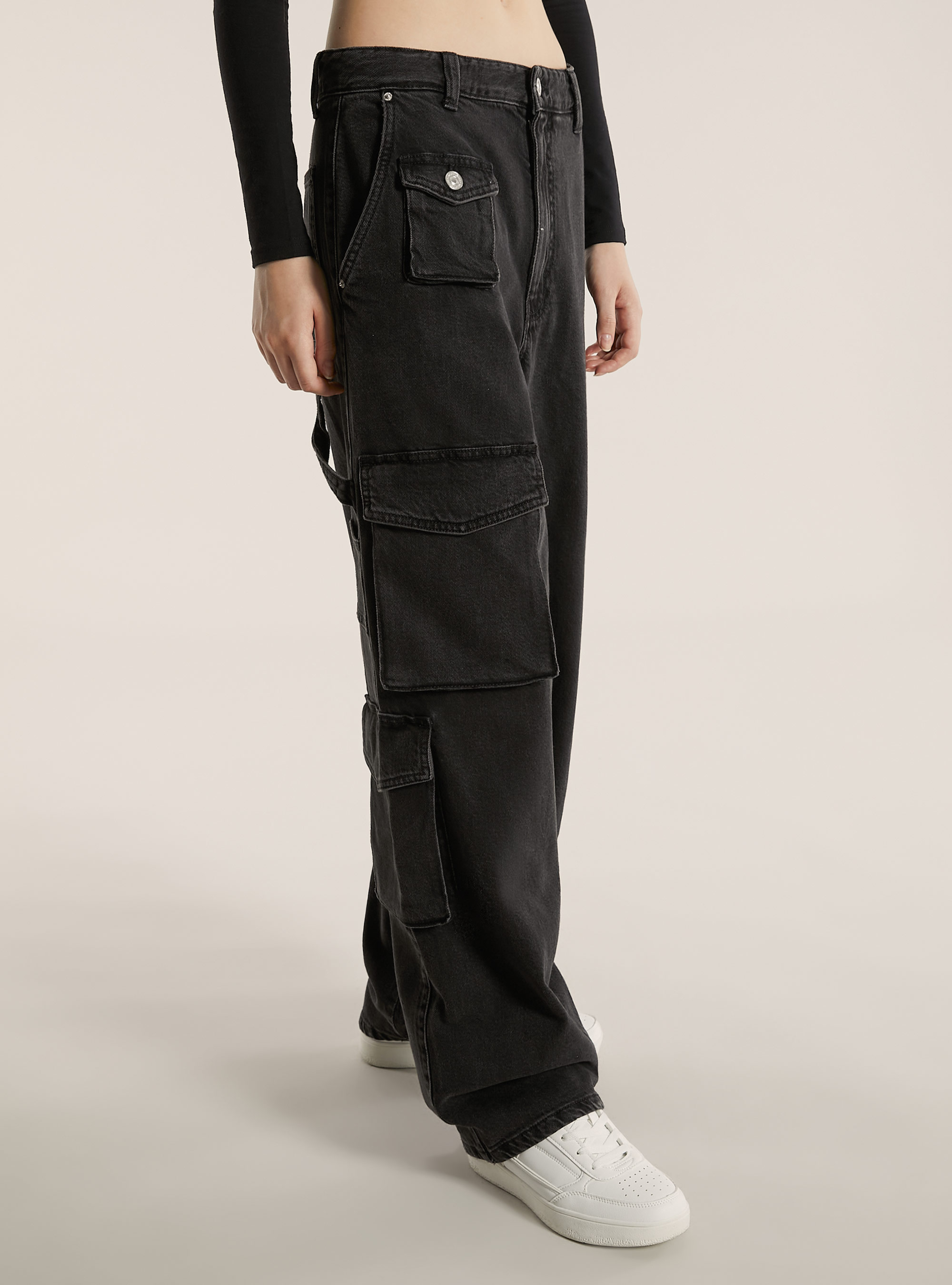 Multi cargo comfort fit jeans, D000 BLACK