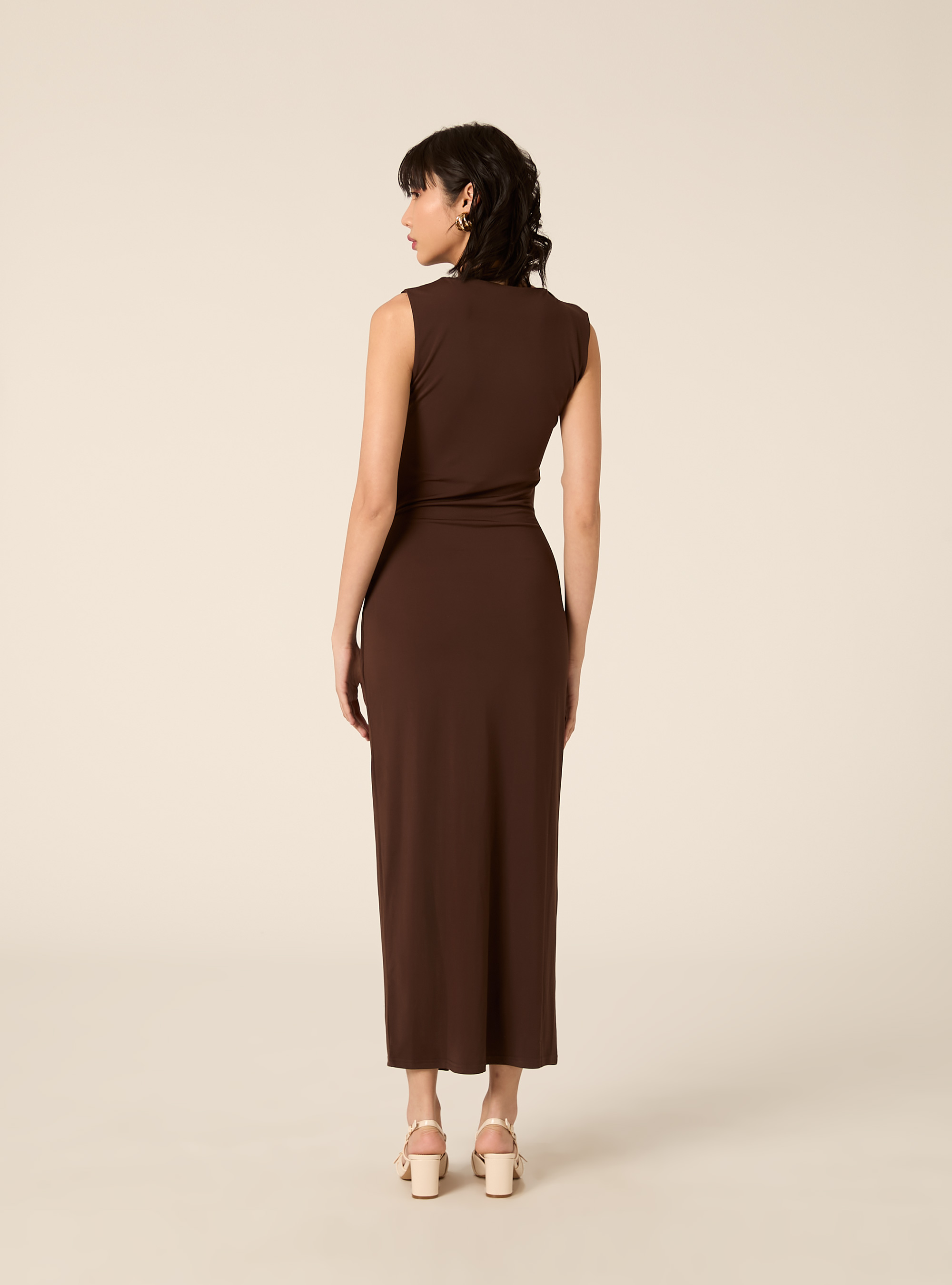 Abito midi con dettaglio, BR2 BROWN MEDIUM