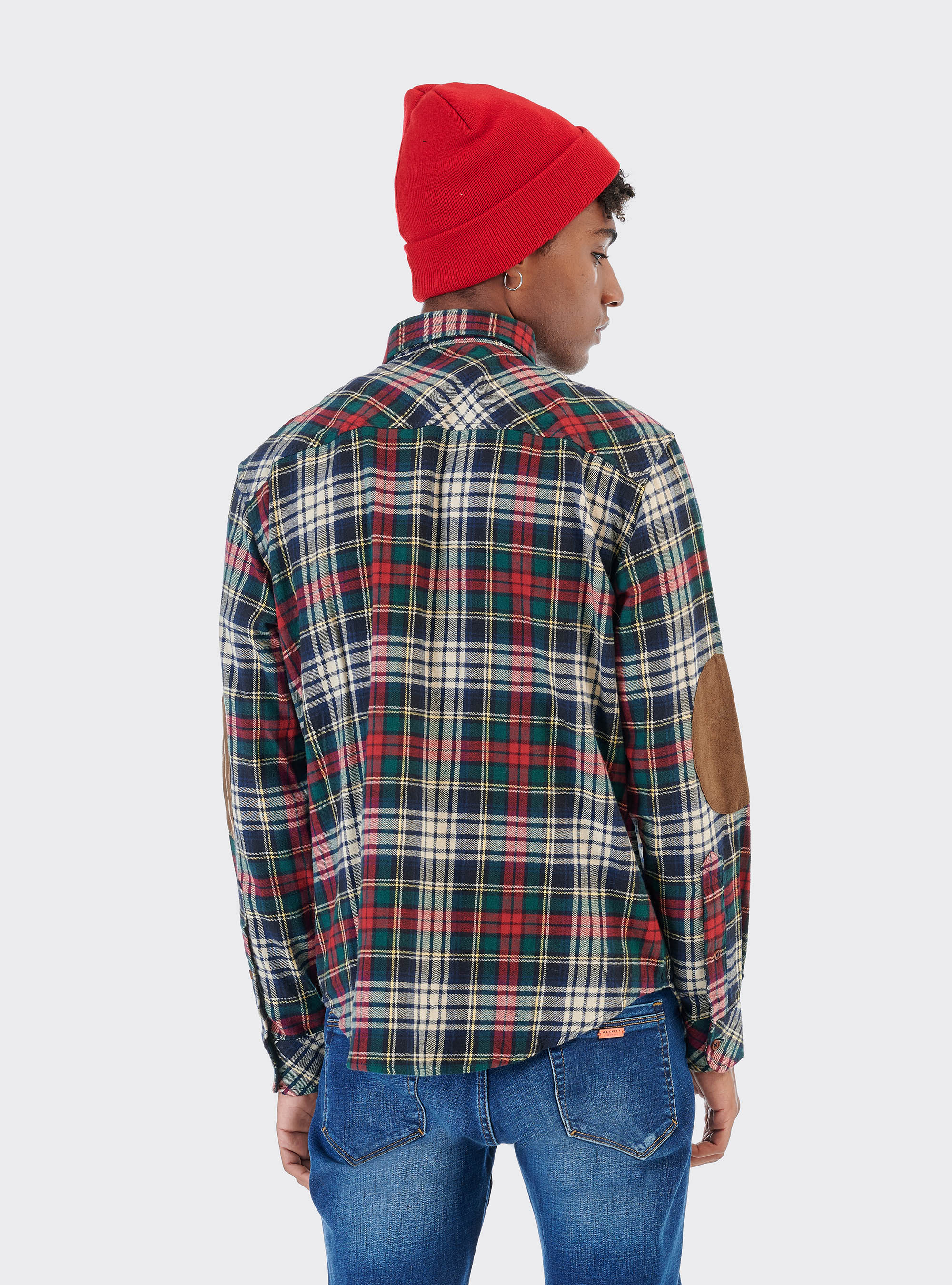 Camisa de cuadros de algodón sostenible, C086 MILK