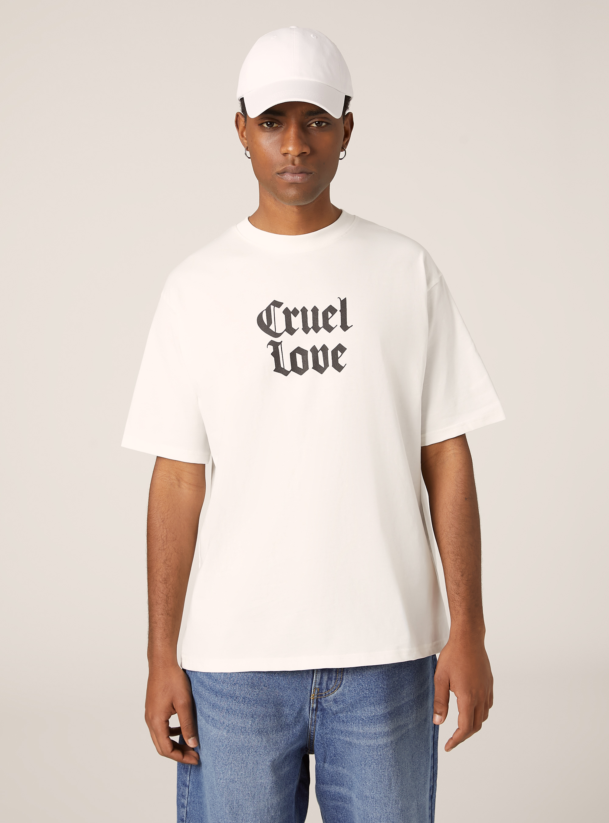 Camiseta boxy fit con estampado, WH2 WHITE