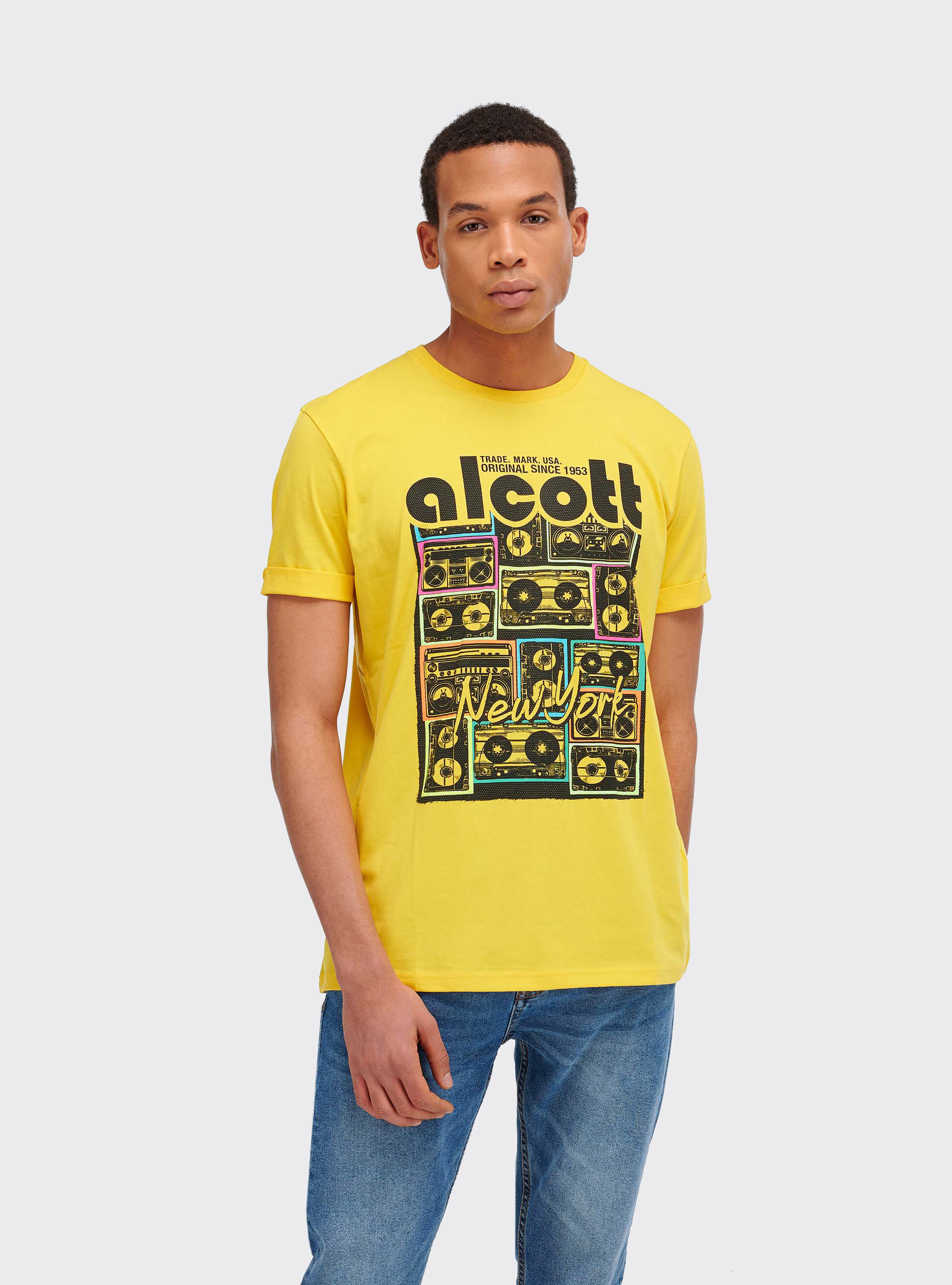 Maglietta con stampa graffiti, C7750 YELLOW