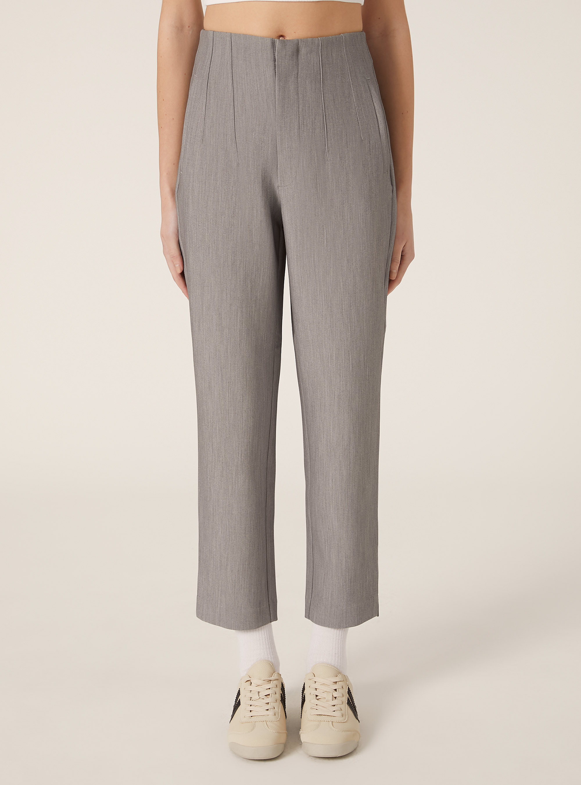 Pantaloni in tinta unita con pinces, GY3 GREY LIGHT