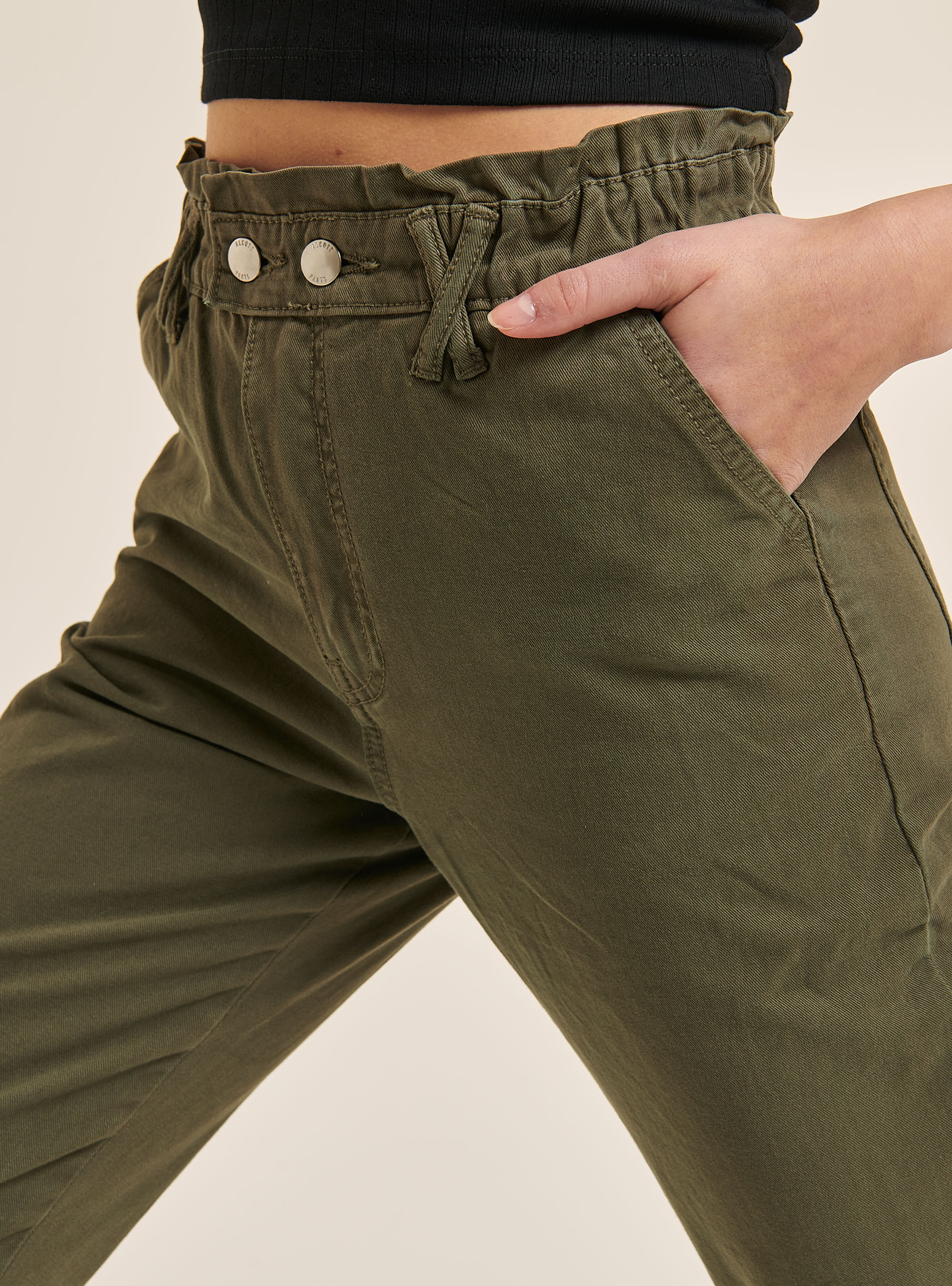 Pantalon baggy en coton, C622 KAKY