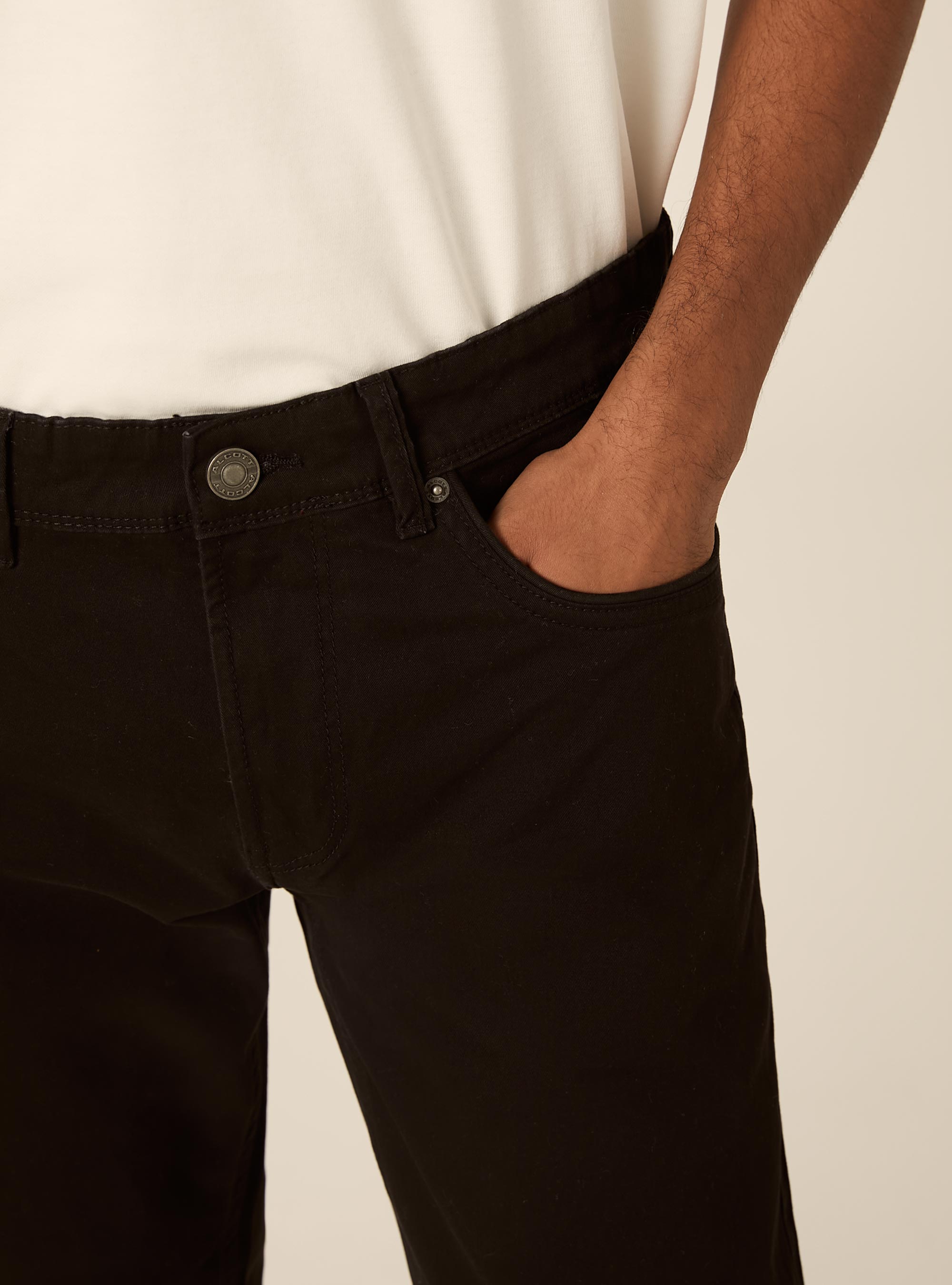 Pantaloni 5 tasche in twill, BK1 BLACK