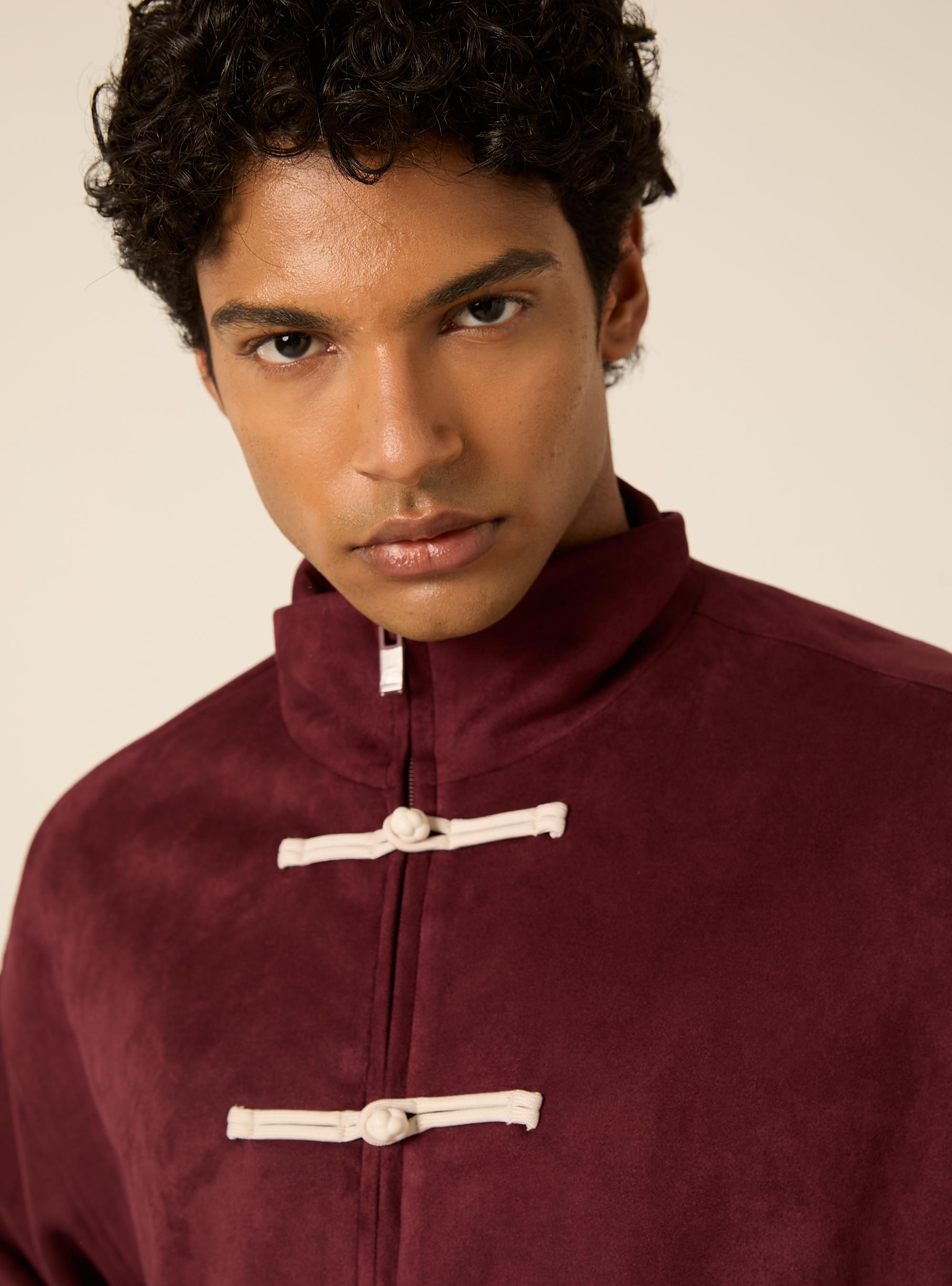 Bomber in simil suede con zip e chiusure frontali, BO2 BORDEAUX MEDIUM