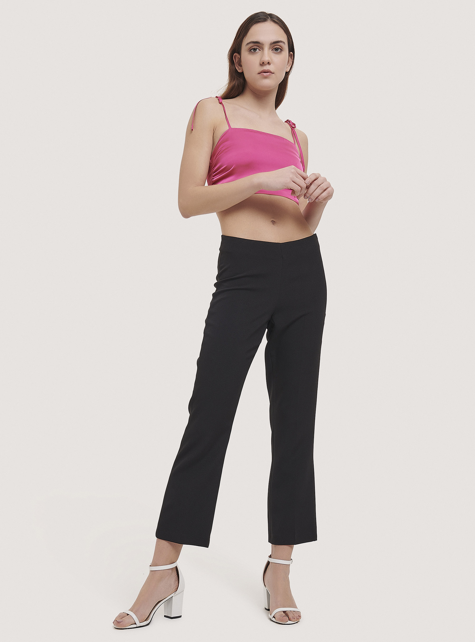 Top de satén recortado, FX2 FUXIA MEDIUM