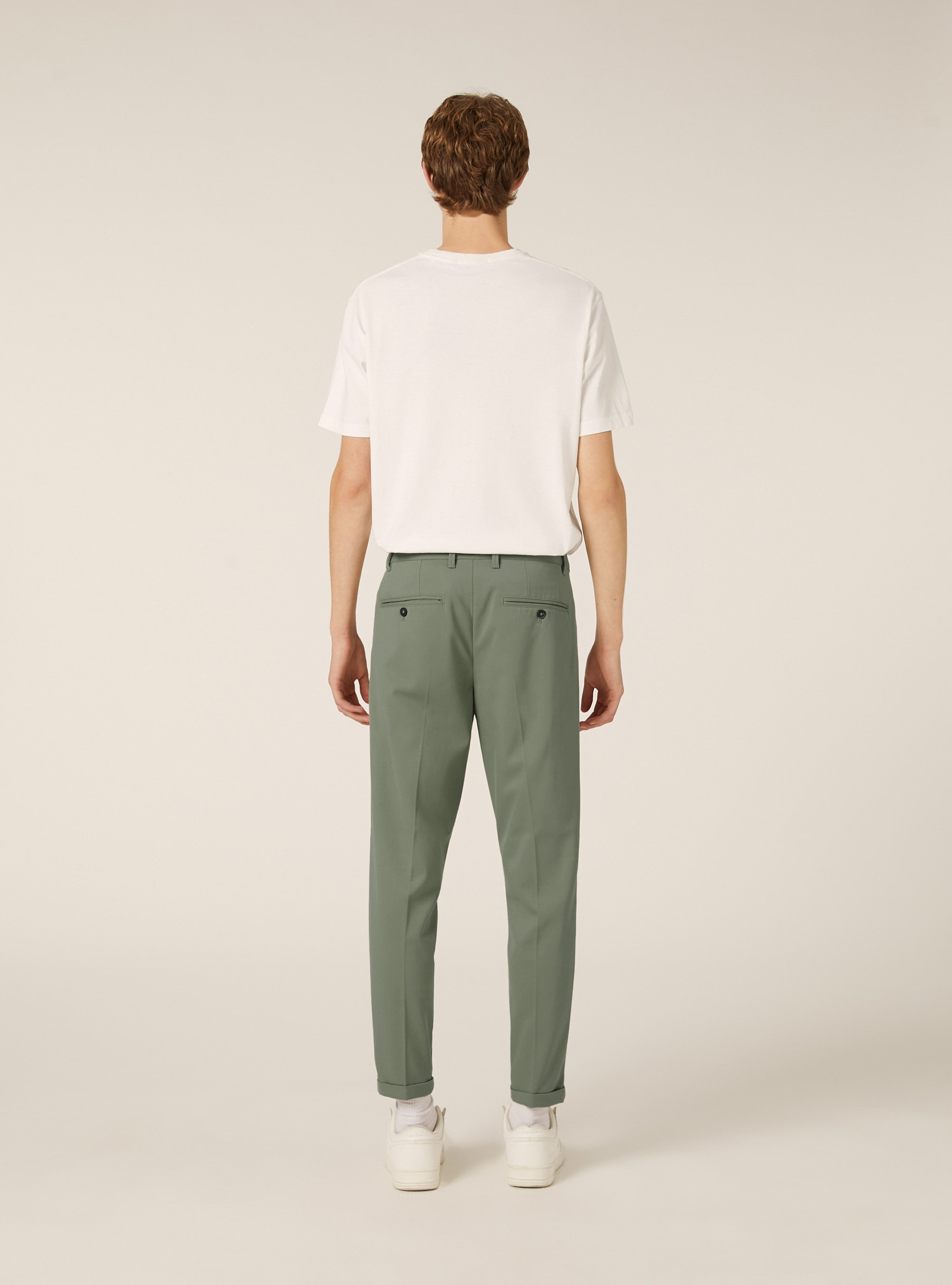 Classic slim-fit trousers, SG2 SAGE MEDIUM