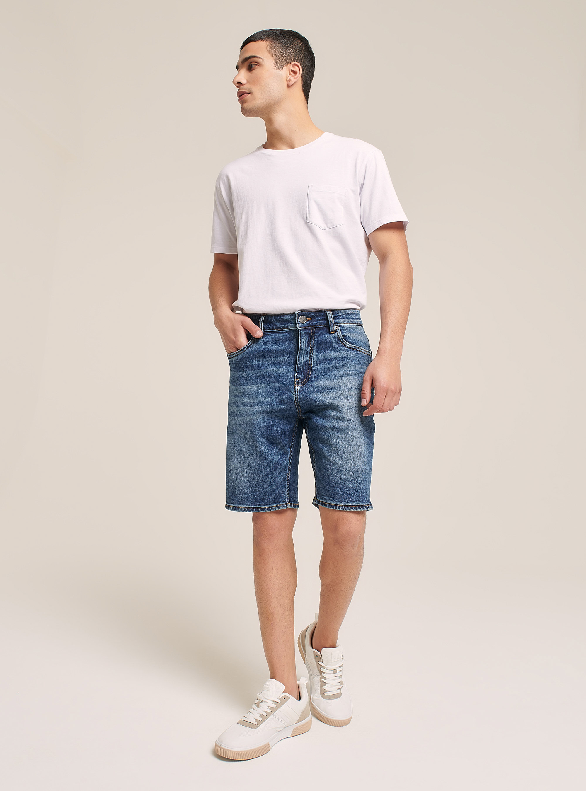 Denim comfort fit bermuda shorts