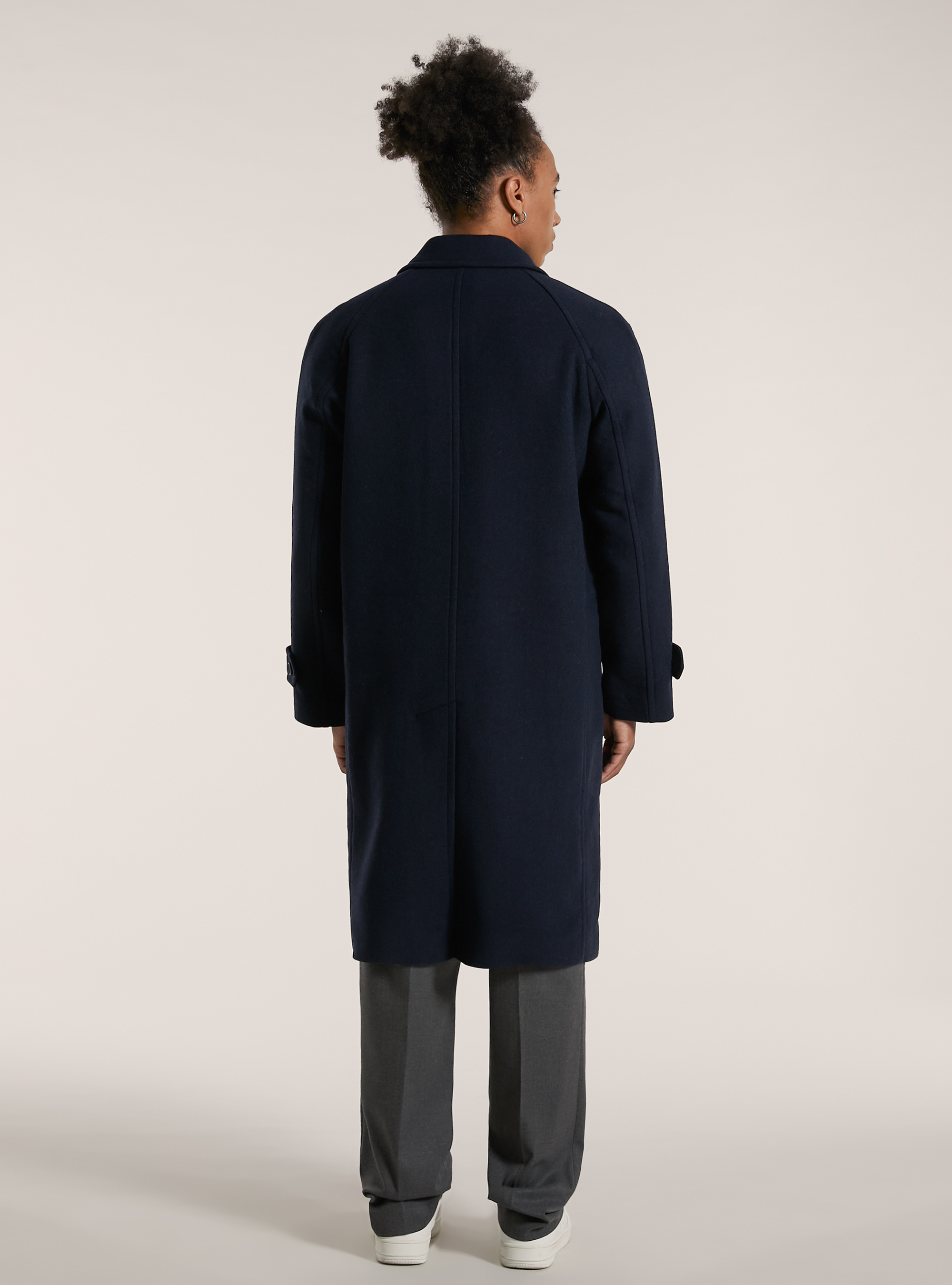 Wool blend long coat with raglan sleeve