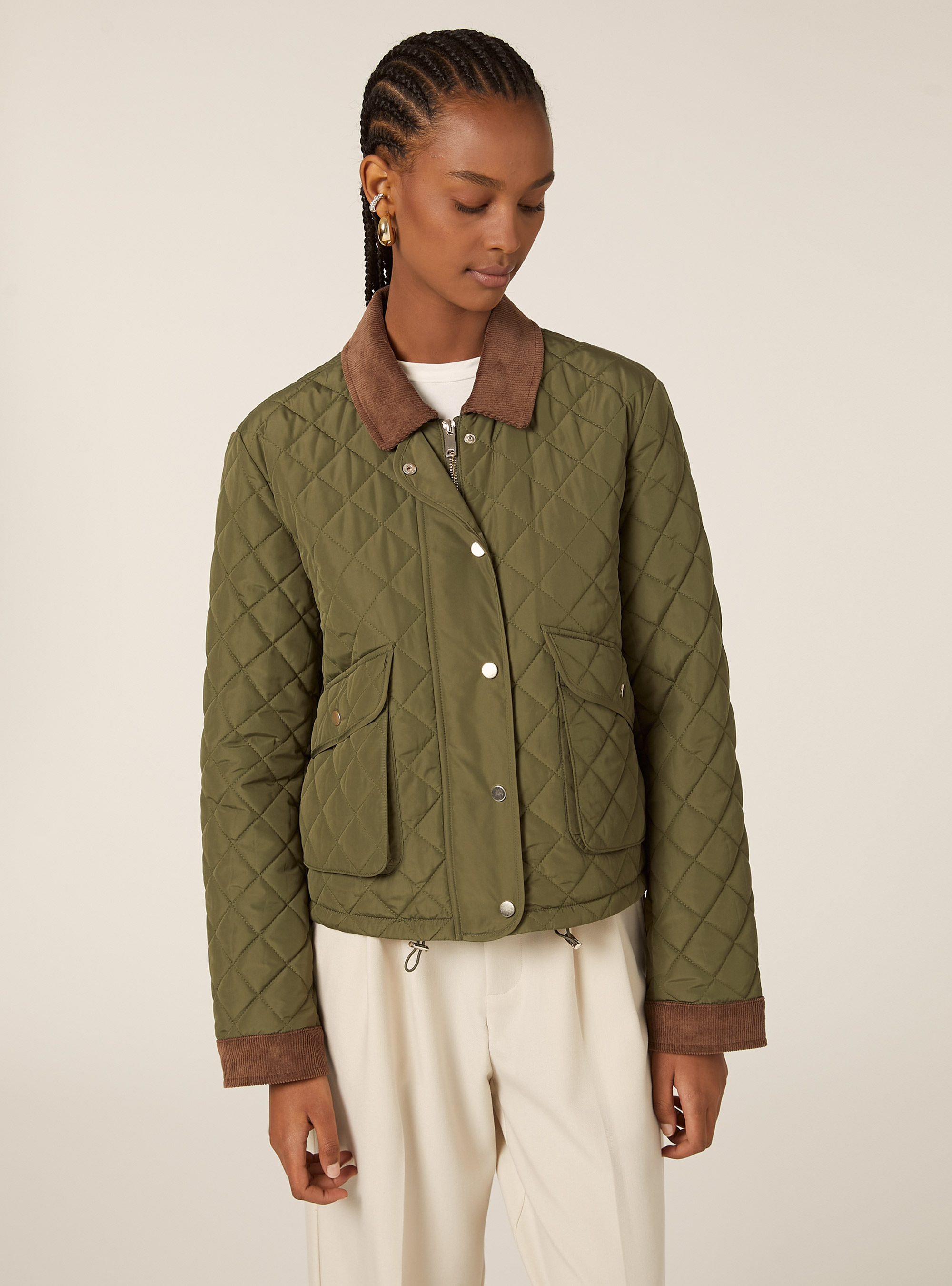 Chaqueta acolchada con cuello de terciopelo, KY2 KAKY MEDIUM