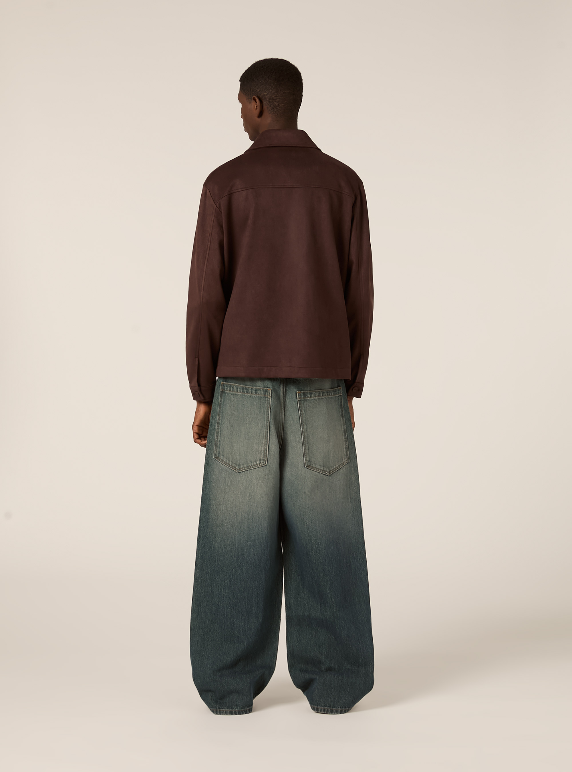 Camicia effetto scamosciato, BR1 BROWN DARK