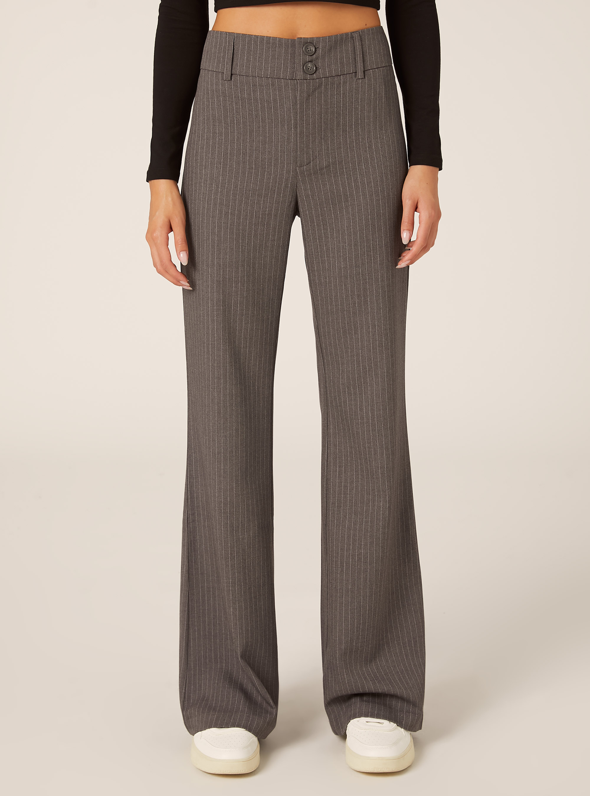 Pantaloni flare fit fantasia, MGY1 GREY MEL DARK