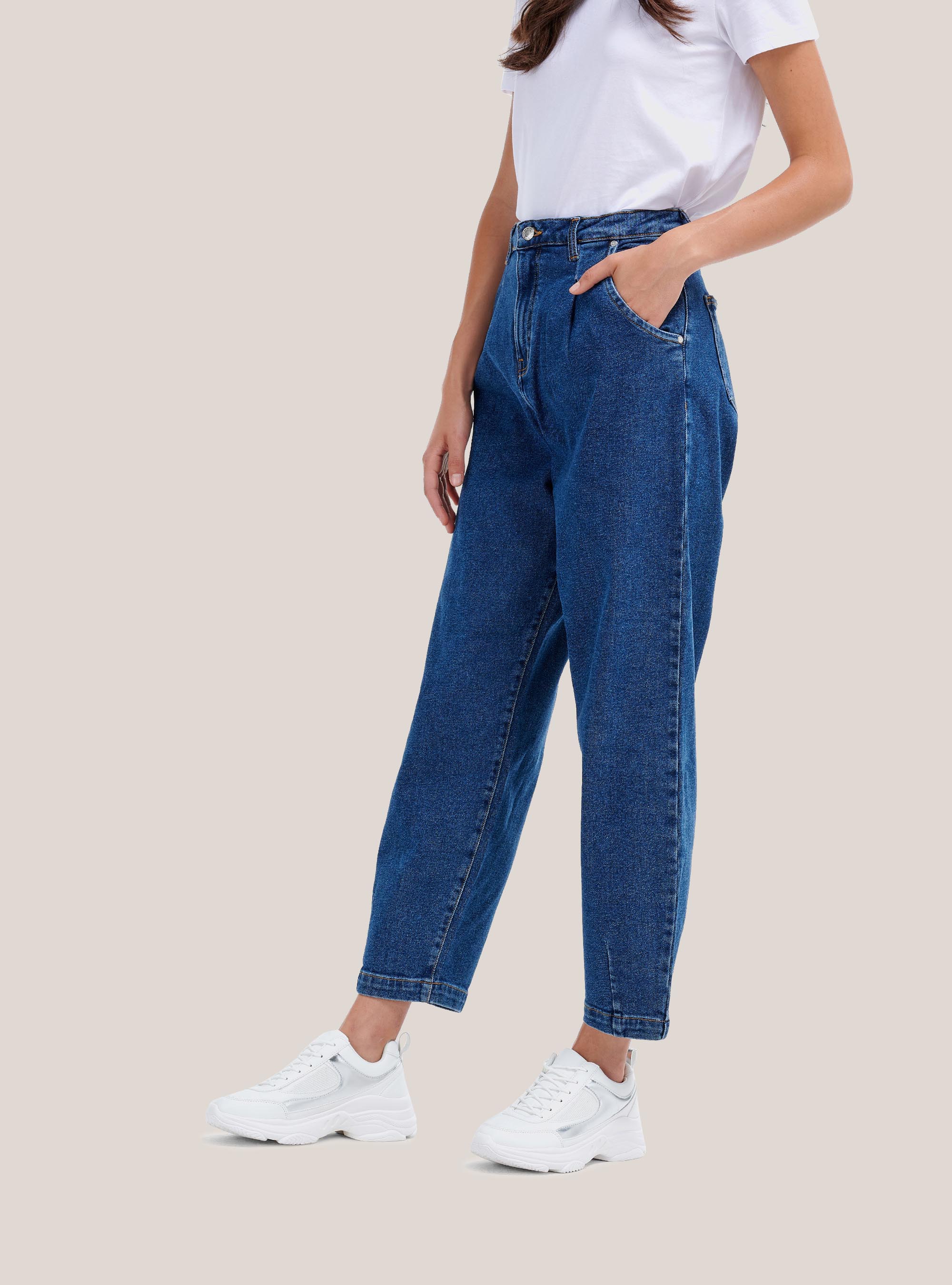 Sustainable cotton slouchy fit jeans, BLUE NAVY