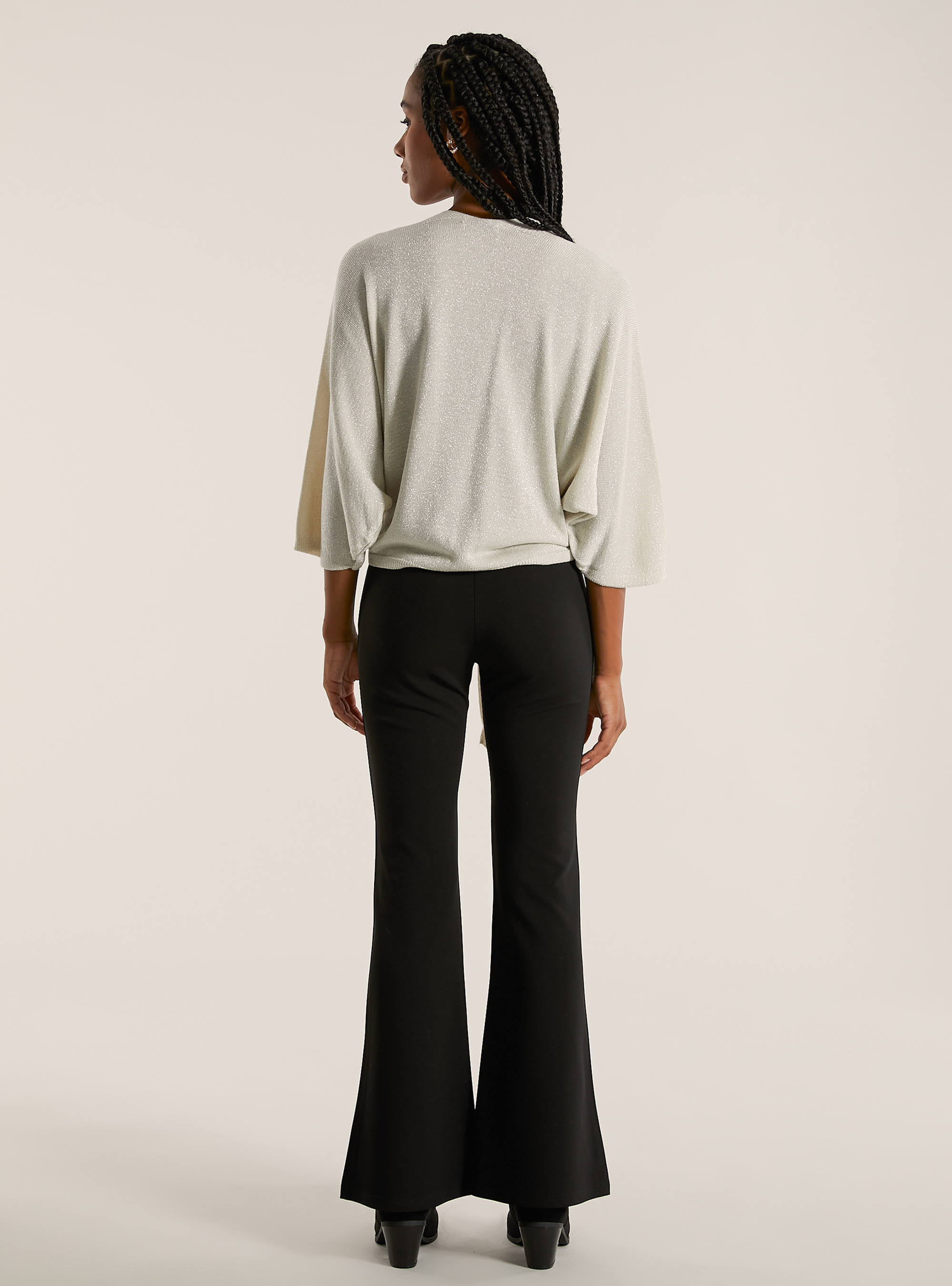 Cardigan lurex aperto con nodo, BG2 BEIGE MEDIUM