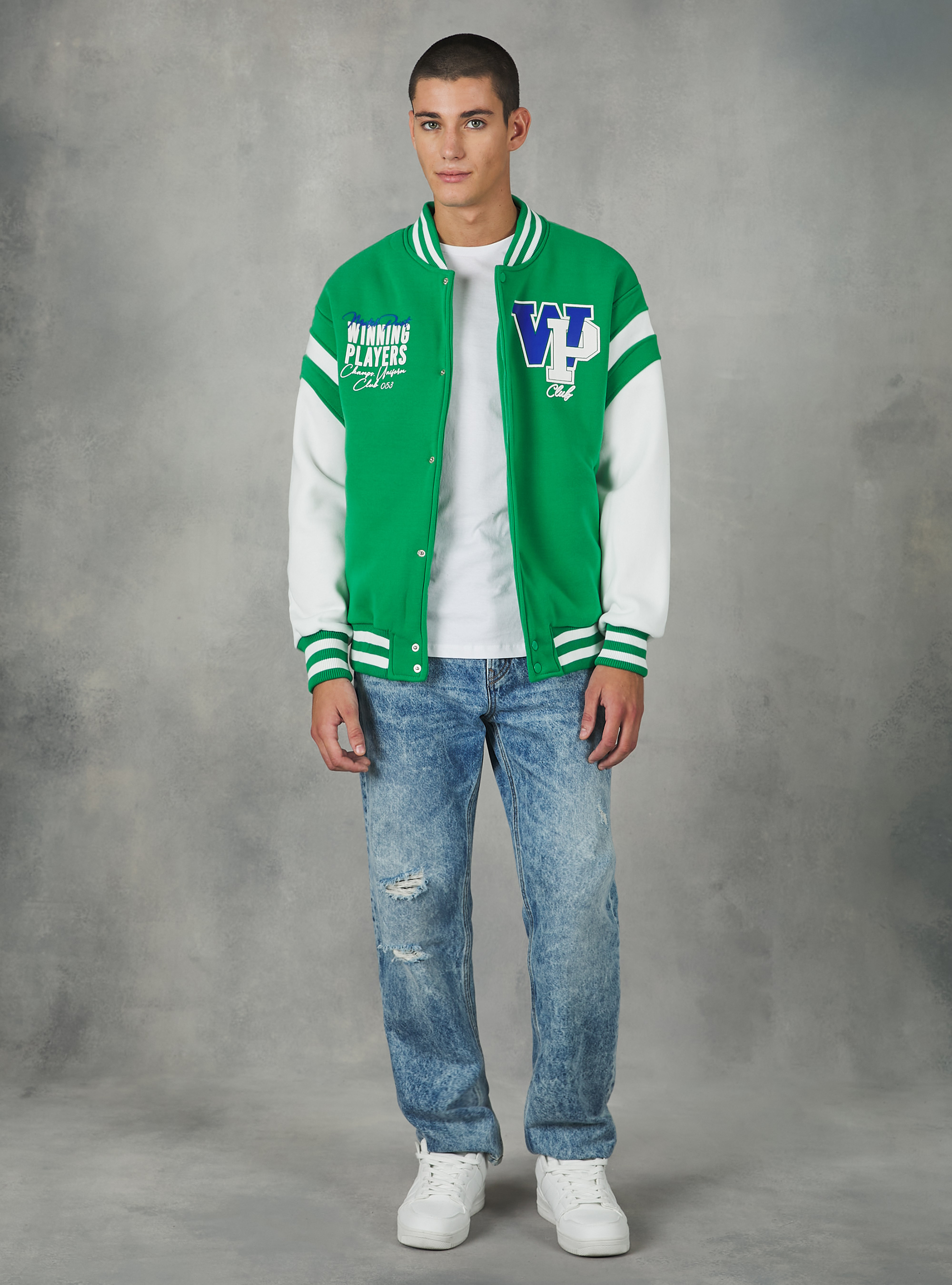 College Bomber Jacket with print, GN2 GREEN MEDIUM