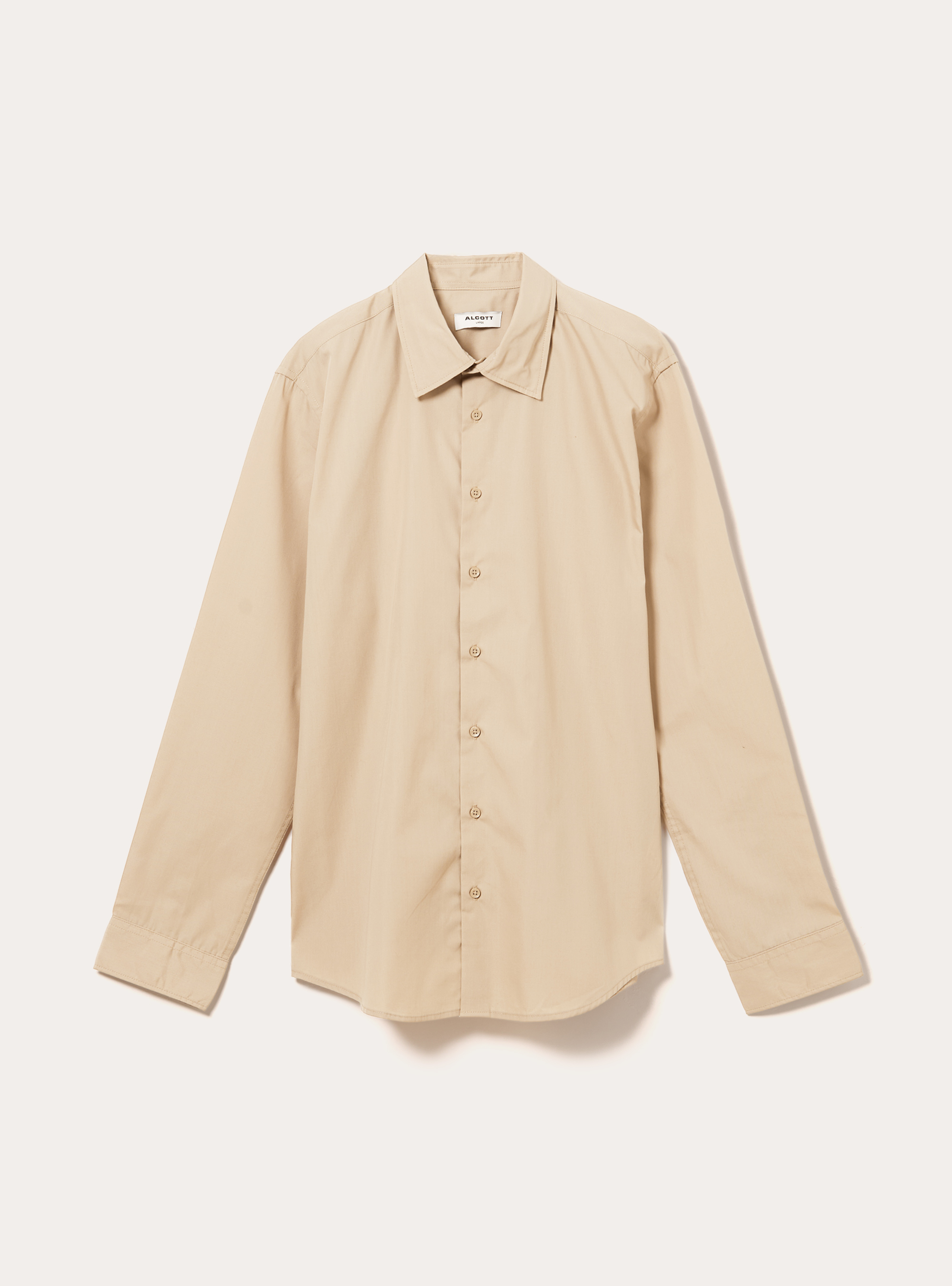 Camisa de manga larga lisa, BG2 BEIGE MEDIUM