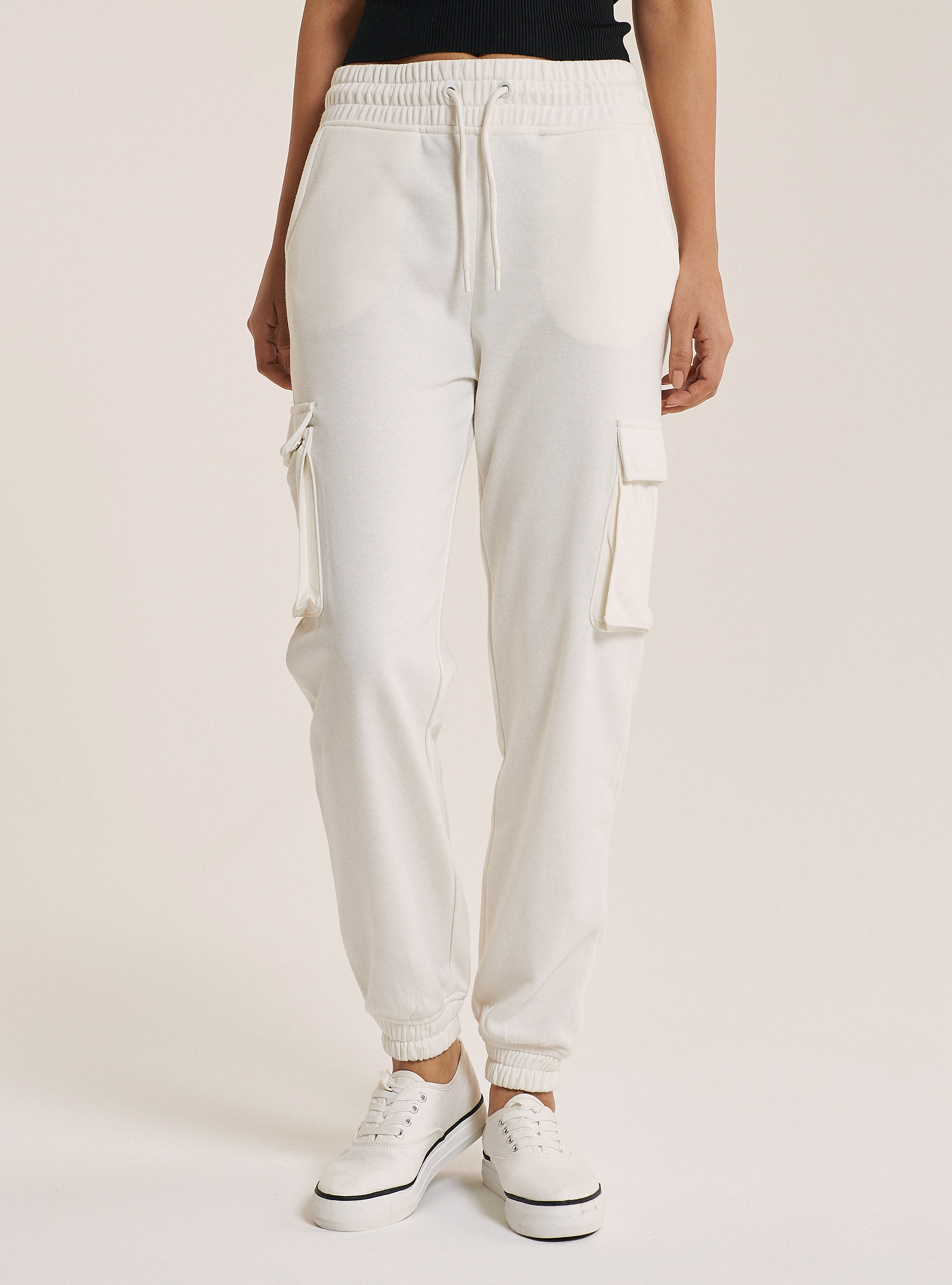 Jogger trousers with side pockets, WHITE