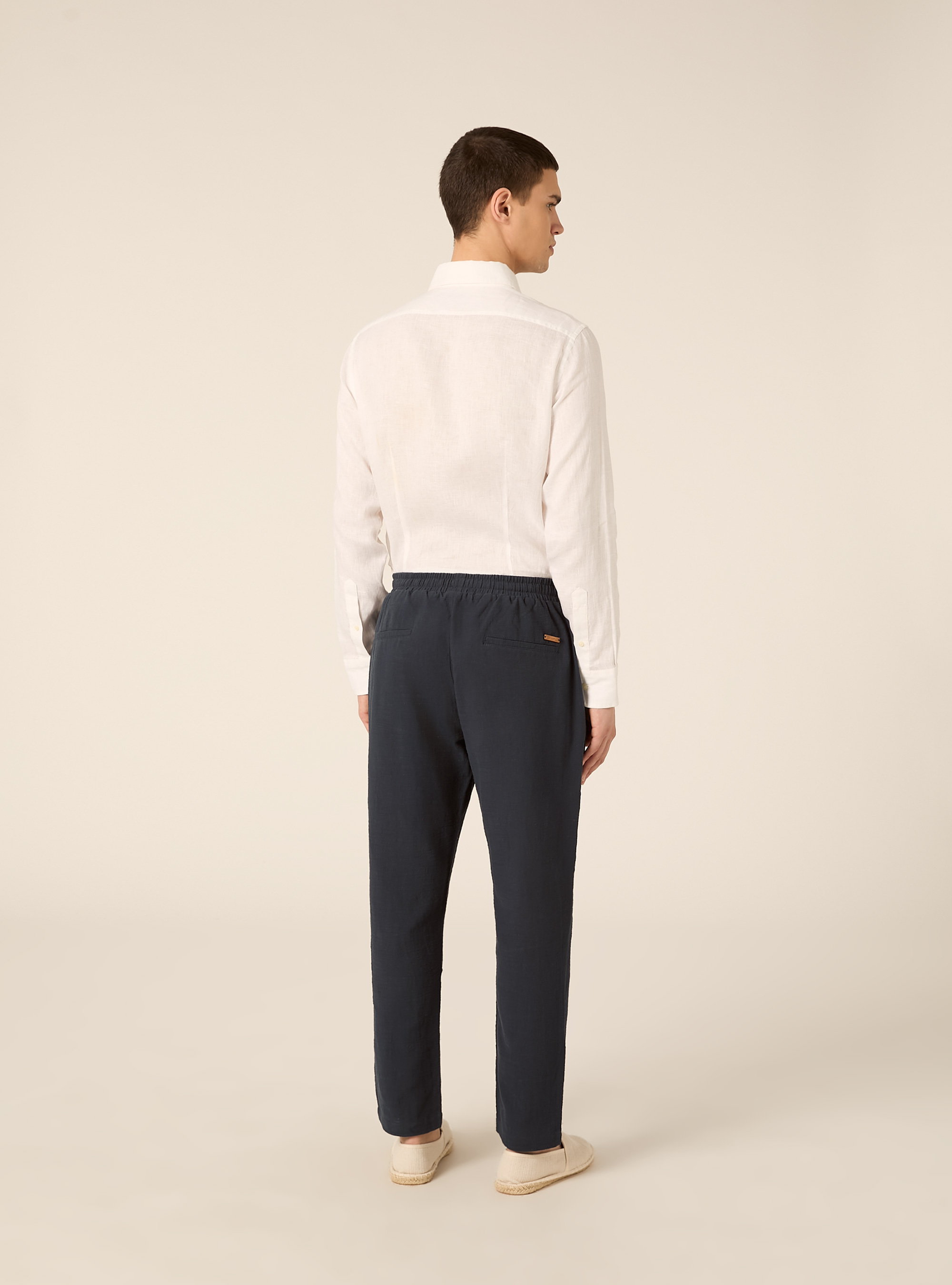 Pantaloni in cotone con laccio in vita, NA2 NAVY MEDIUM