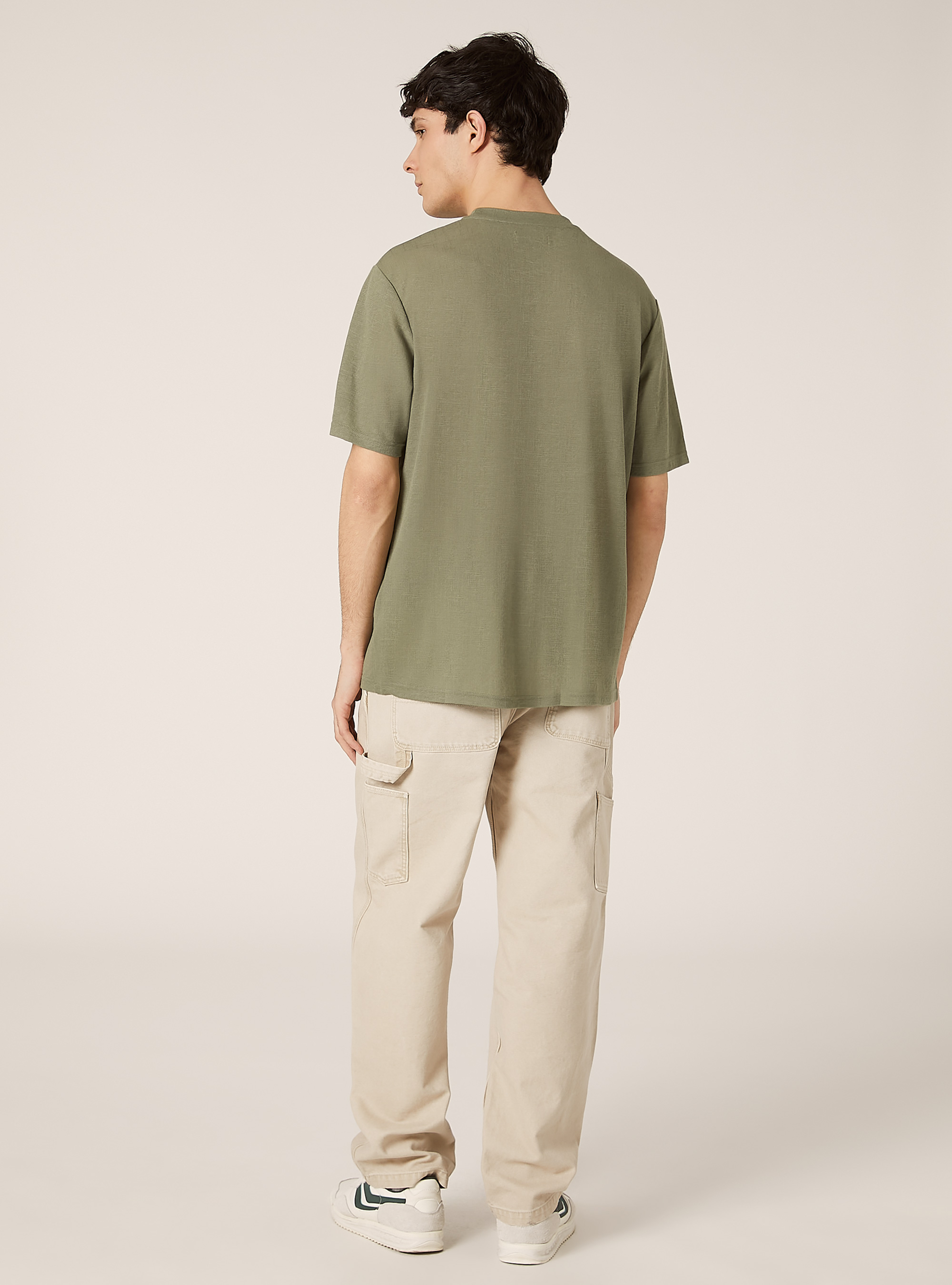 Boxy fit T-shirt with texture, KY2 KAKY MEDIUM