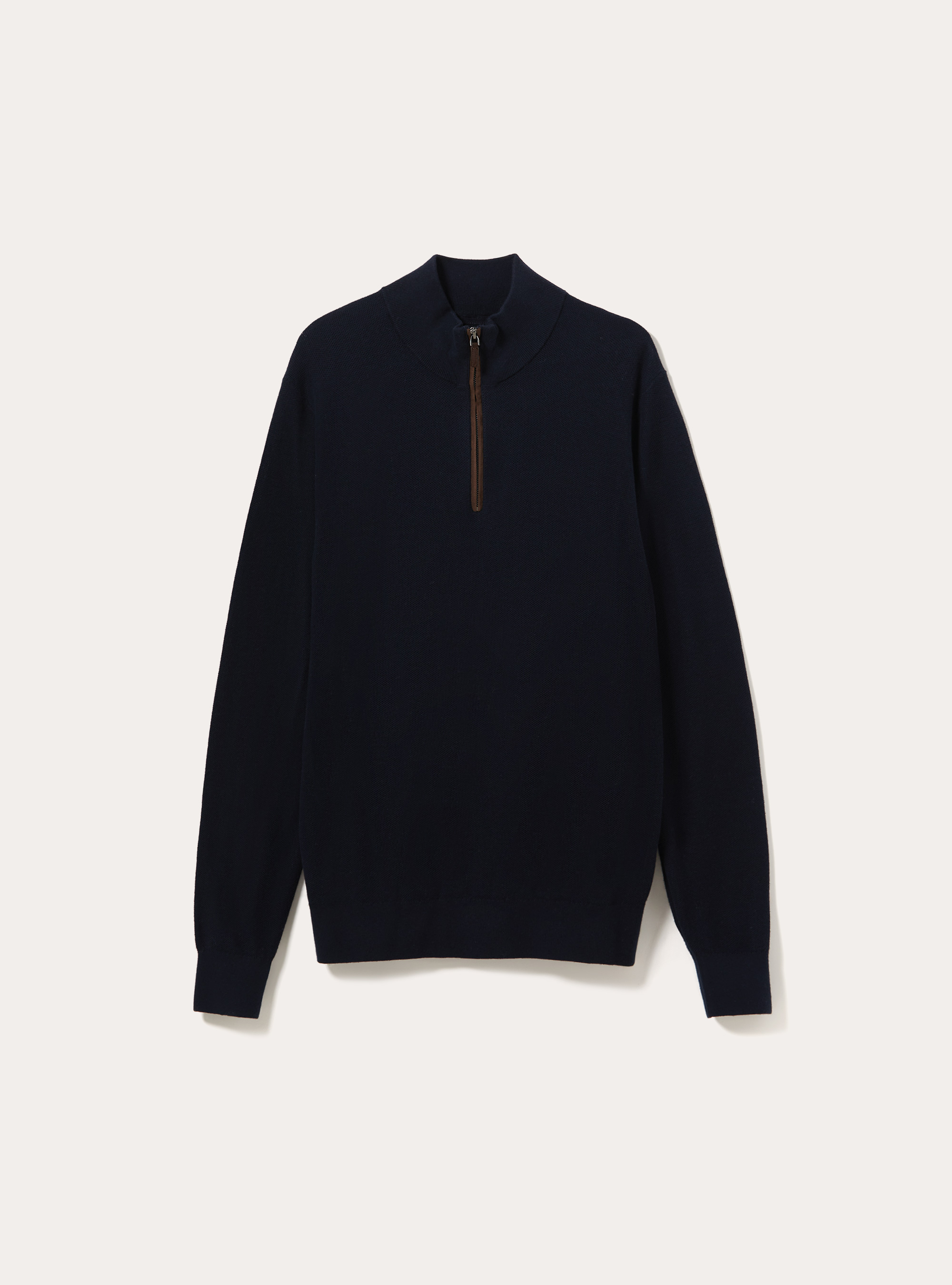 Jersey de media cremallera en mezcla de cachemira con cuello alto, NA1 NAVY DARK